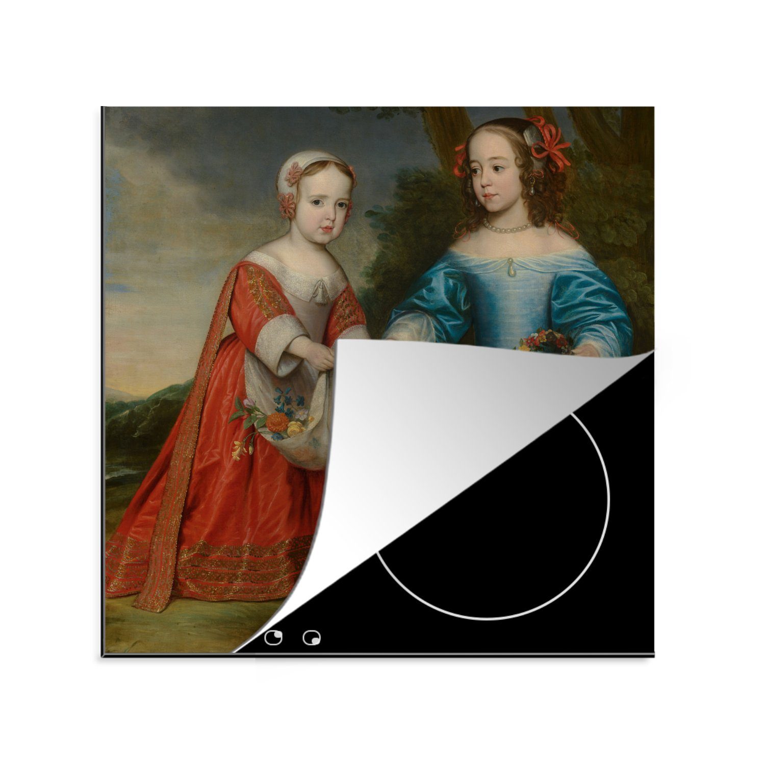 MuchoWow Herdblende-/Abdeckplatte Doppelporträt von Prinz Wilhelm III. und seiner Tante Maria Prinzessin, Vinyl, (1 tlg), 78x78 cm, Ceranfeldabdeckung, Arbeitsplatte für küche