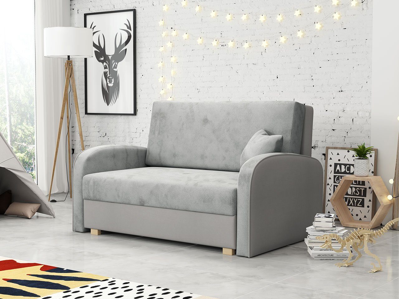 MIRJAN24 Schlafsofa Viva Soft II, mit Bettkasten und Schlaffunktion, 2 Sitzer Polstersofa inkl. Kissen, Wohnlandschaft Mono 244 + Sorriso 4