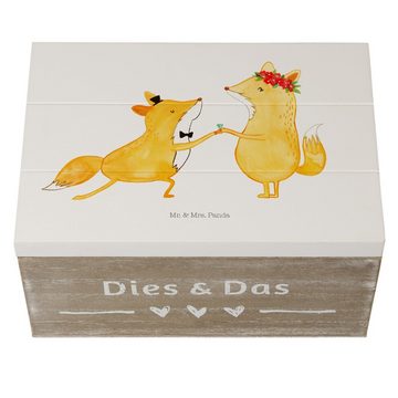 Mr. & Mrs. Panda Dekokiste Füchse Hochzeit - Weiß - Geschenk, Holzkiste, Kiste, Schatzkiste, Tru (1 St)