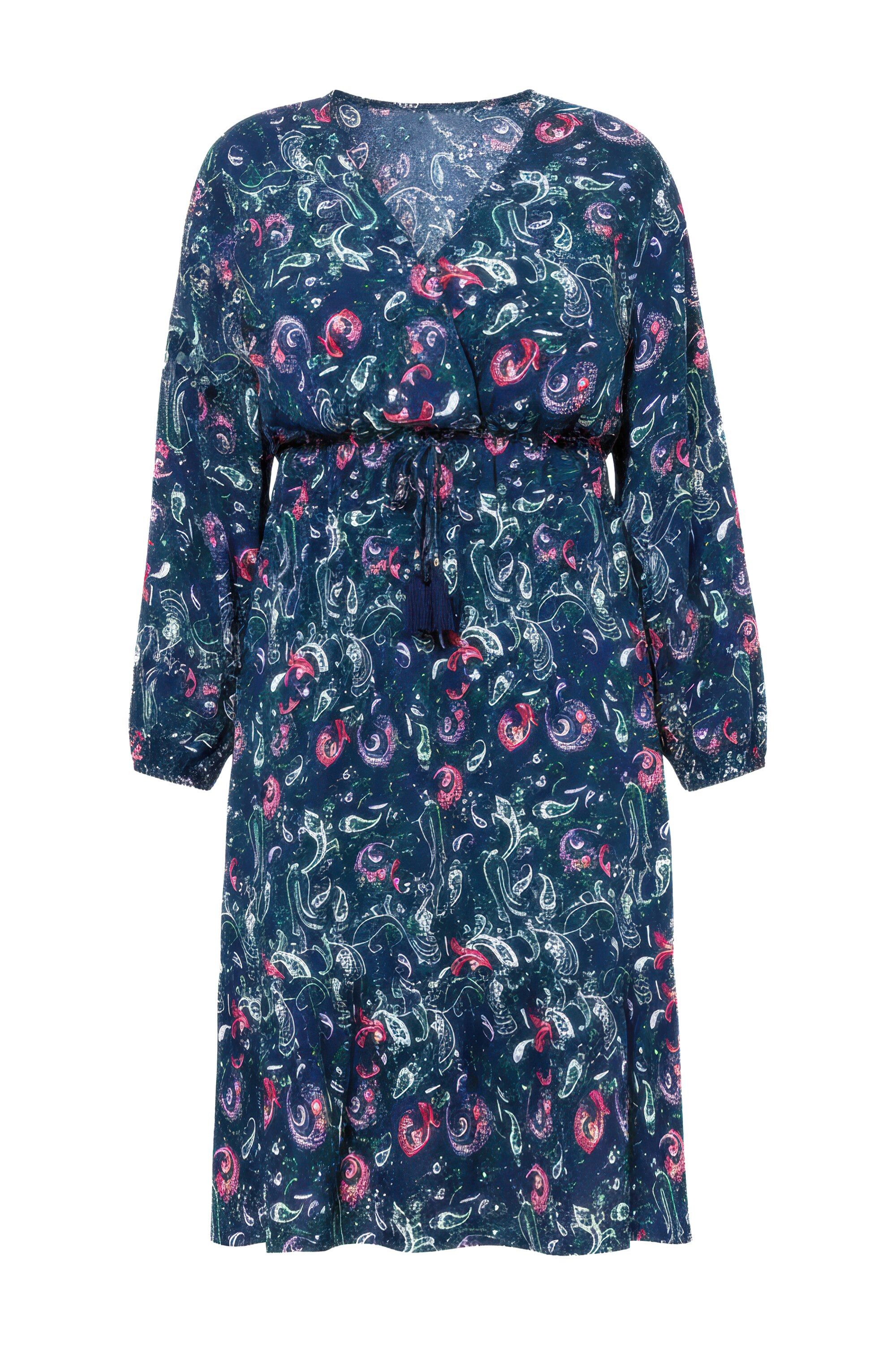 Studio Untold Maxikleid Maxikleid Alloverprint V-Ausschnitt Saumvolant günstig online kaufen