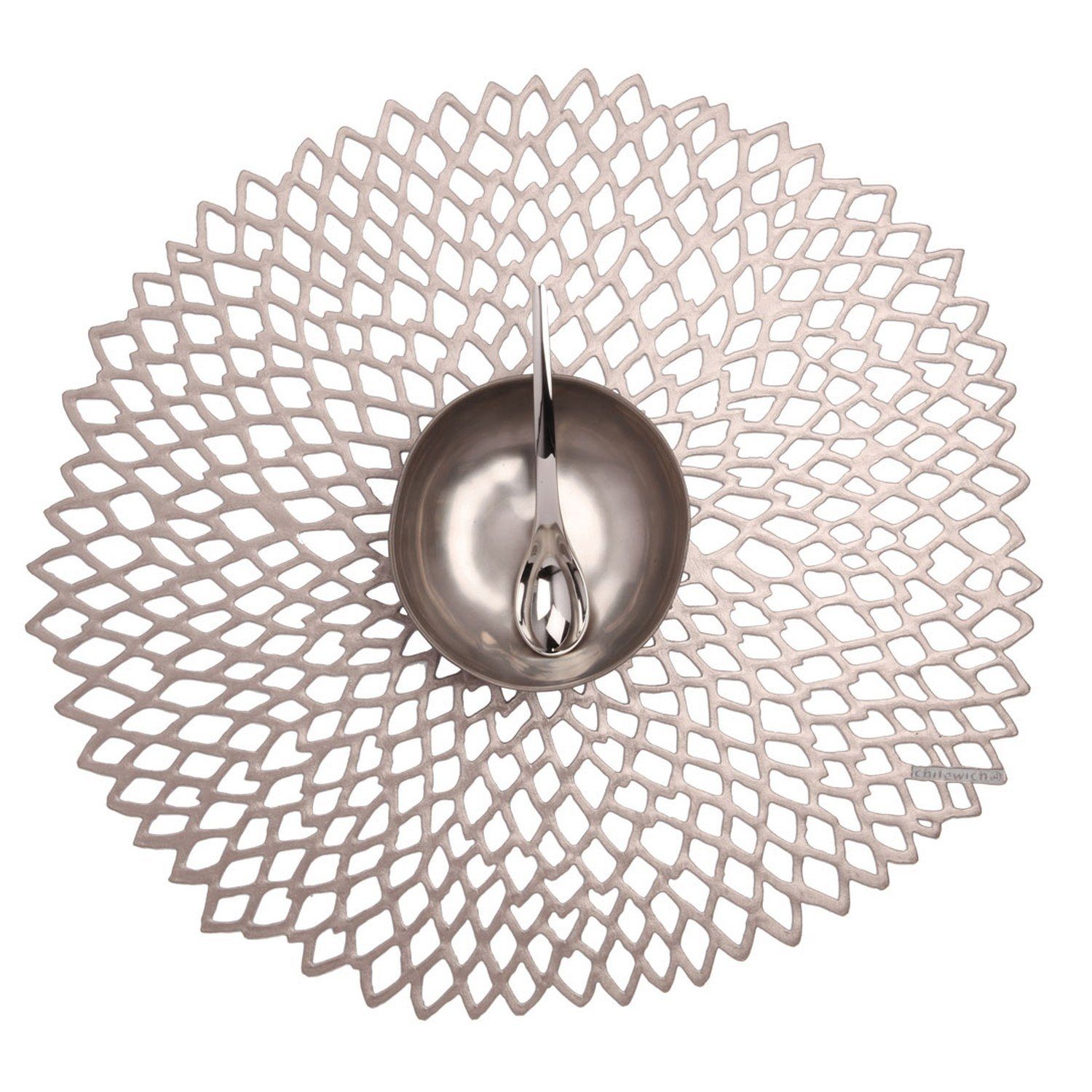 Chilewich Platzset Pressed Vinyl Dahlia Round Gunmetal, (1-St)