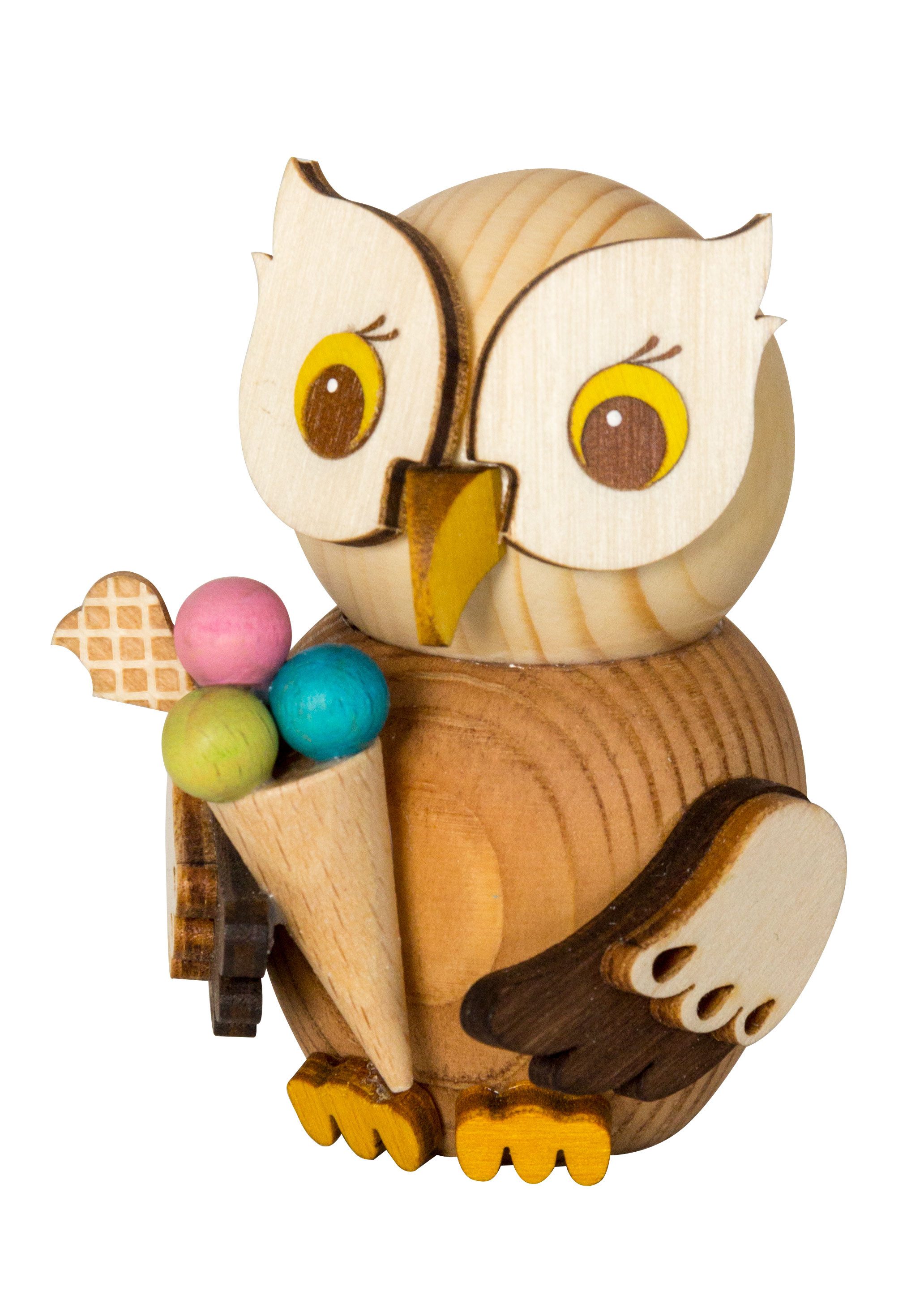 Kuhnert Sammelfigur Kuhnert Mini Eule mit Eis, Erzgebirgische Holzkunst