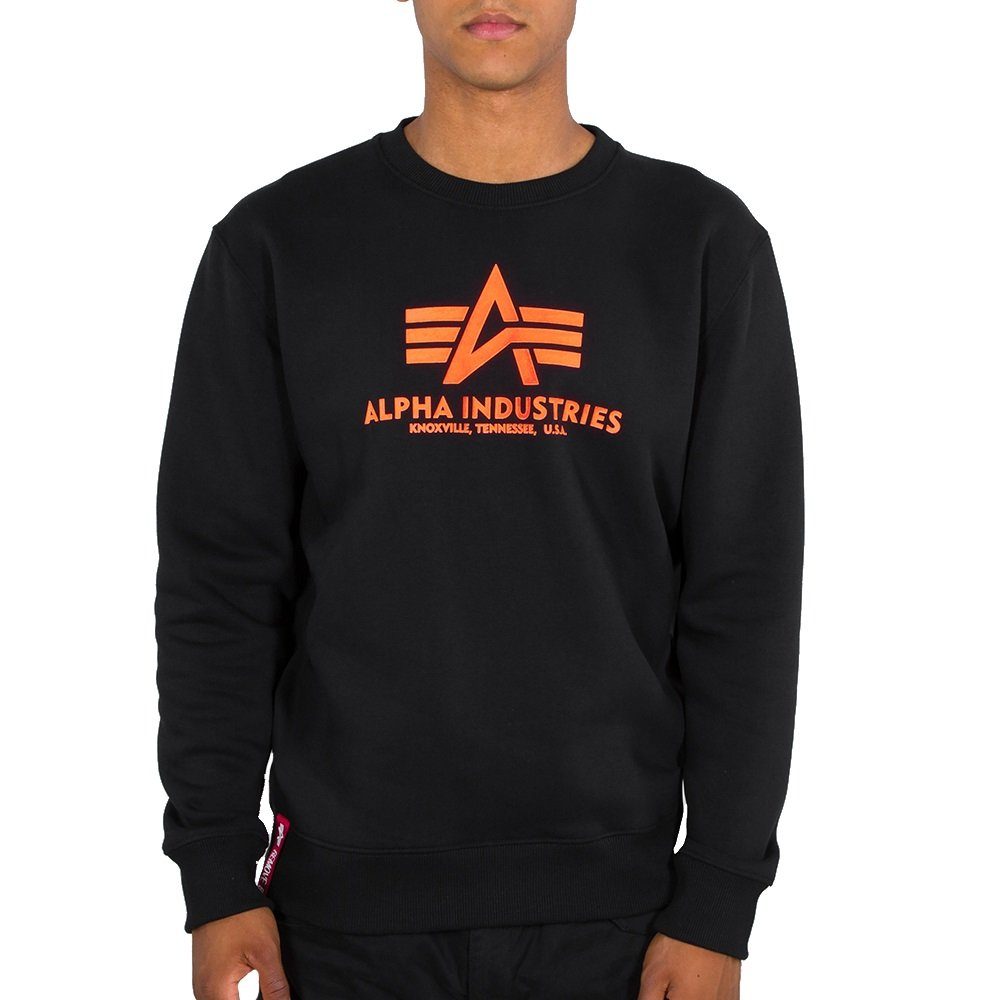 Alpha Industries Sweatshirt Alpha Industries Herren Sweatshirt Basic Sweater Neon Print black/neon orange