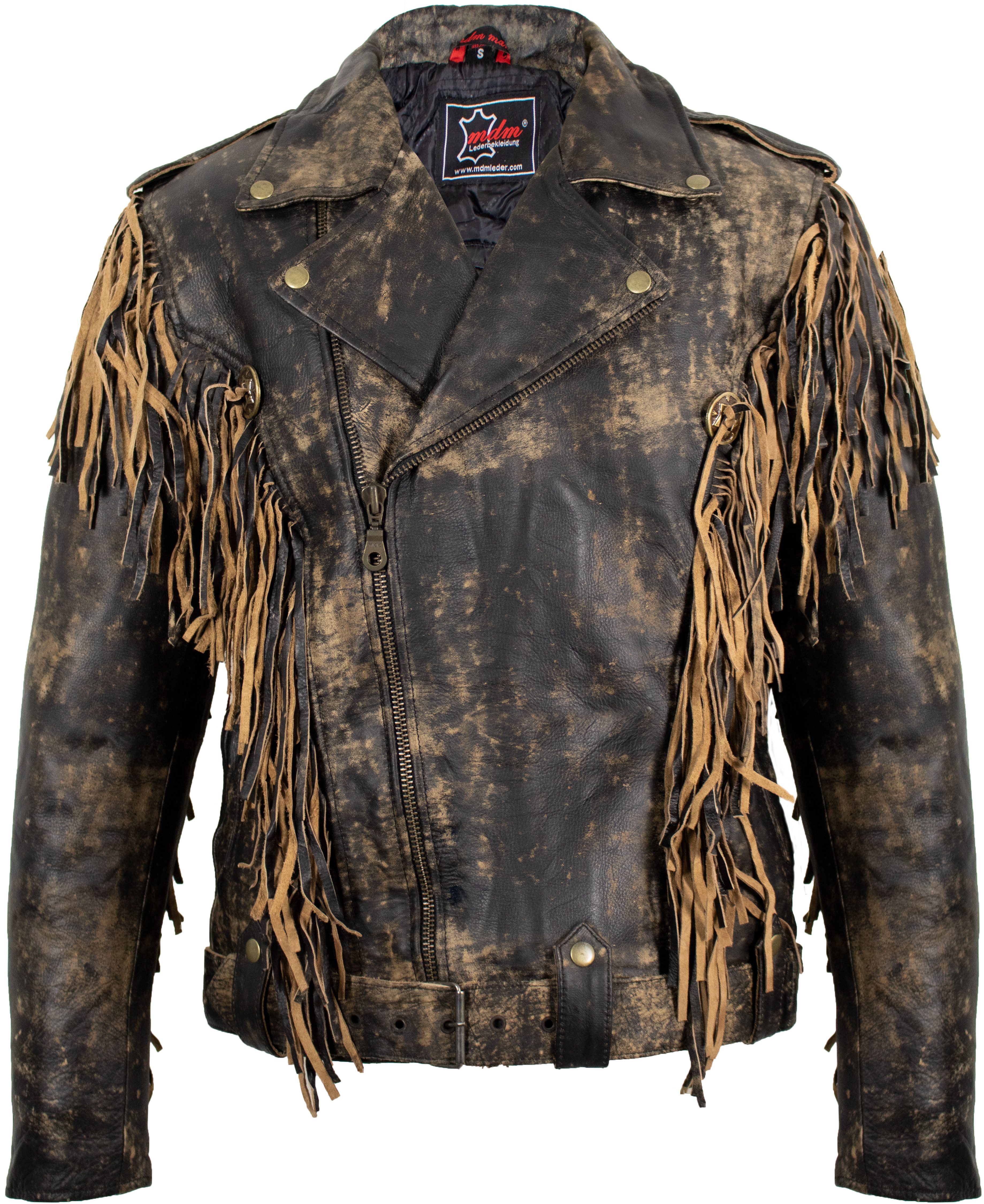 MDM Motorradjacke Fransen Motorrad Chopper Lederjacke Vintage Herren Franse günstig online kaufen