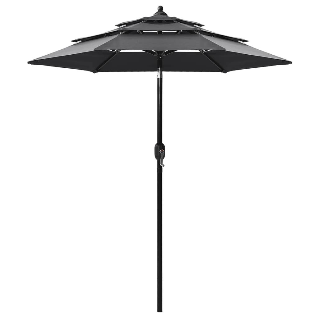 vidaXL Sonnenschirm Sonnenschirm mit Aluminium-Mast 3-lagig Anthrazit 2 m