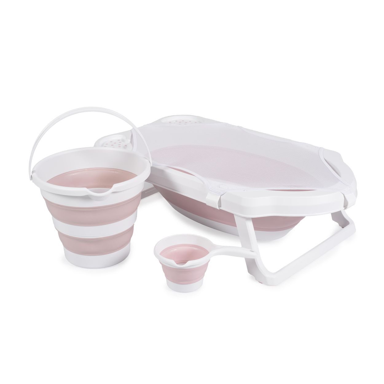 Cangaroo Babybadewanne Badewannen-Set Hawaii 4-teilig, 4-teilig faltbar Wasserablauf Ablagefächer Netz