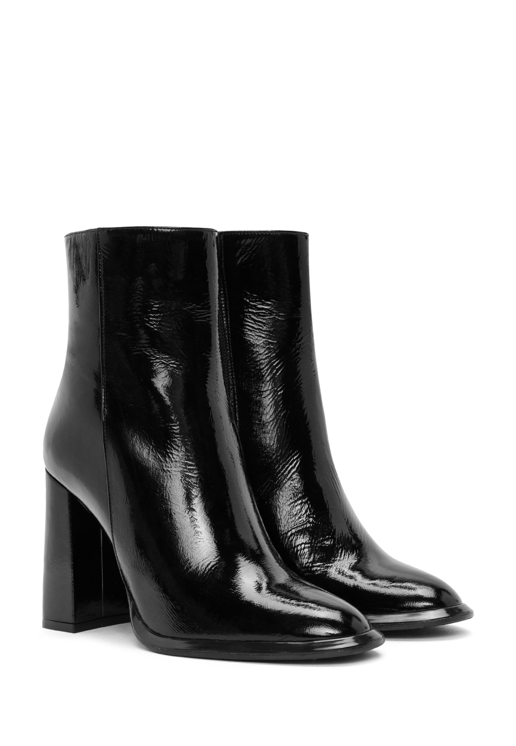 Derimod Absatz-Stiefeletten aus Lackleder Ankleboots Reißverschluss, Textilfutter, TPU Sohle, Absatz 8 cm