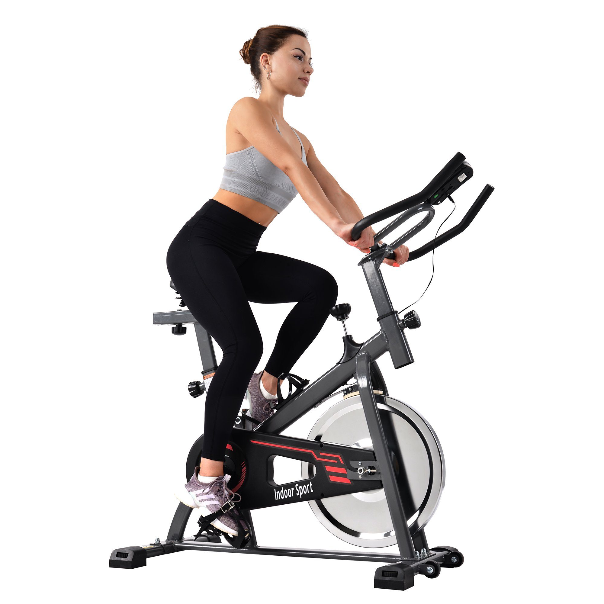 Merax Heimtrainer Speedbike Fitnessfahrrad, verstellbar mit Display und  Pulsfrequenz, belastbar bis 120kg