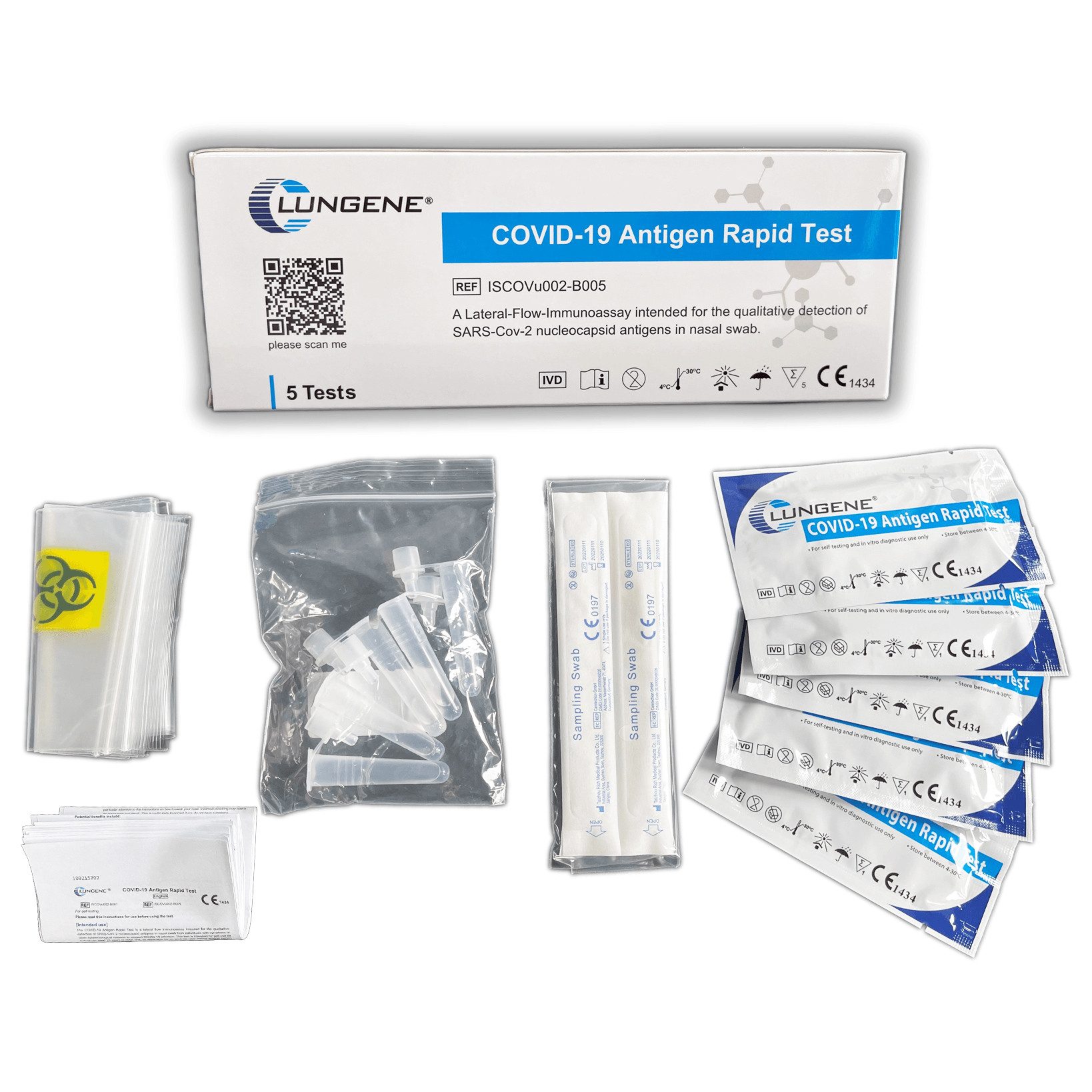 CLUNGENE PSA-Schnelltest Clungene® LAIEN 5er Antigen Test - COVID-19 Schnelltest (Nasal Swab) -