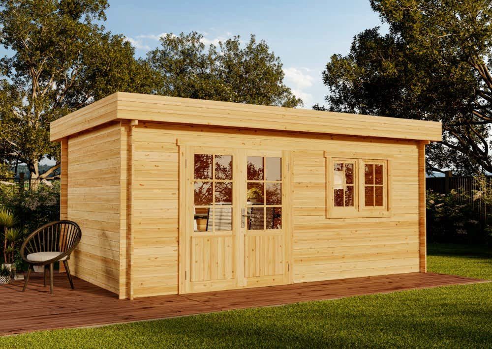 Alpholz Gartenhaus Holz Spree A Imprägniert 28mm Wandstärke, BxT: 520x320 cm, in Imprägniert (Pinie) mit 28mm Wandstärke