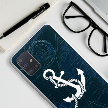 DeinDesign Handyhülle Anker Landkarte Segeln Sailors Style, Samsung Galaxy A51 Silikon Hülle Bumper Case Handy Schutzhülle