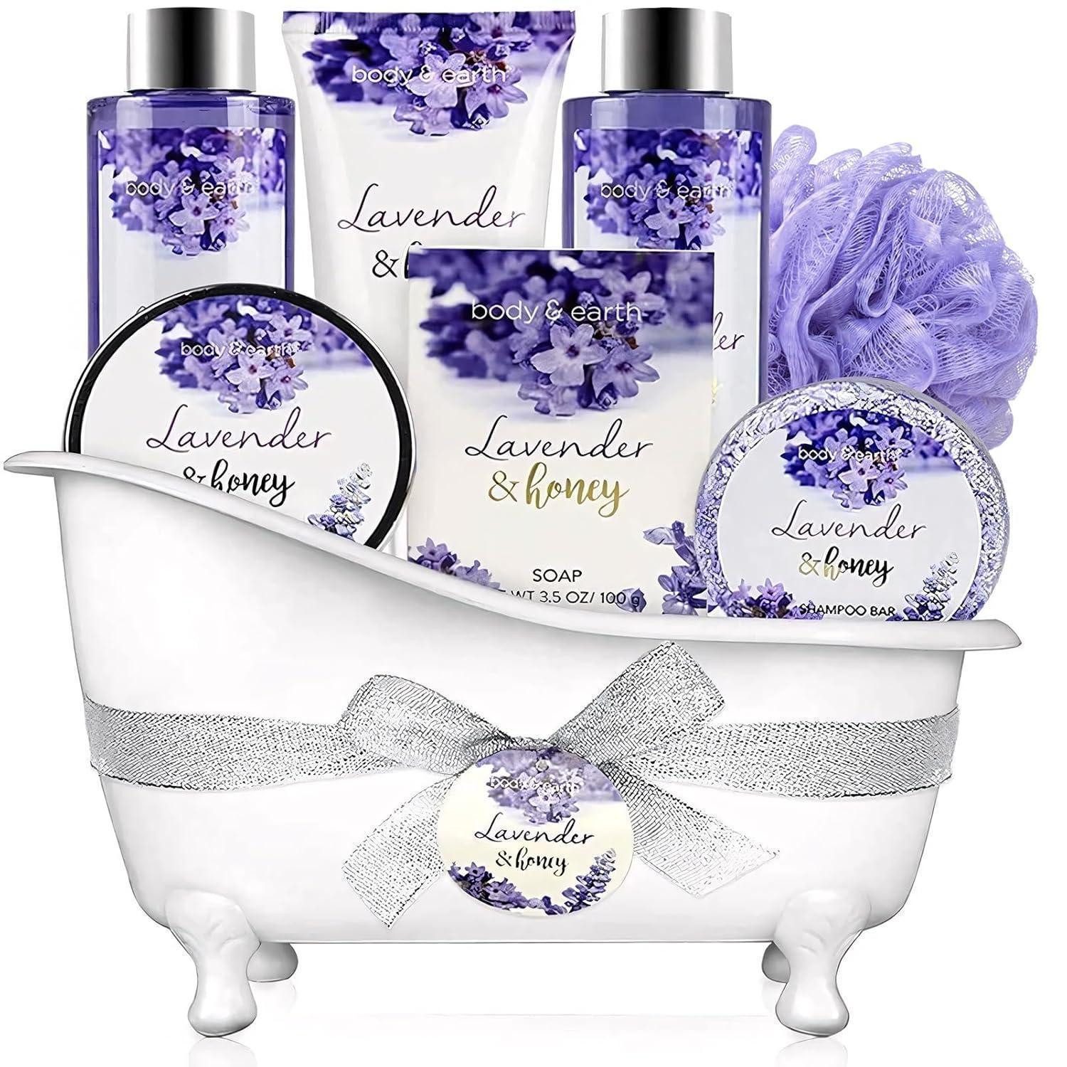 LuxusKollektion Pflege-Geschenkset Geschenkset 8tlg Lavendel Geschenkkorb Pflegeset LavendelölenB