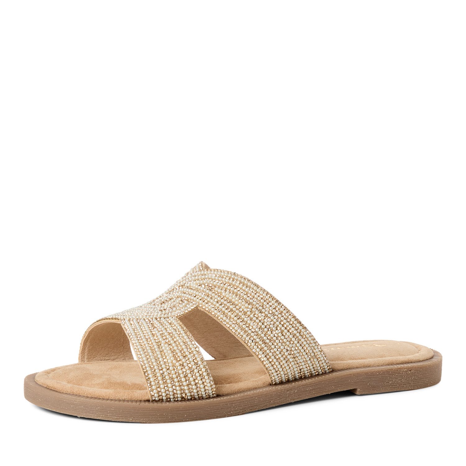 Tamaris Pantolette Sommerschuh, Schlupfschuh, Flats mit Schmucksteine