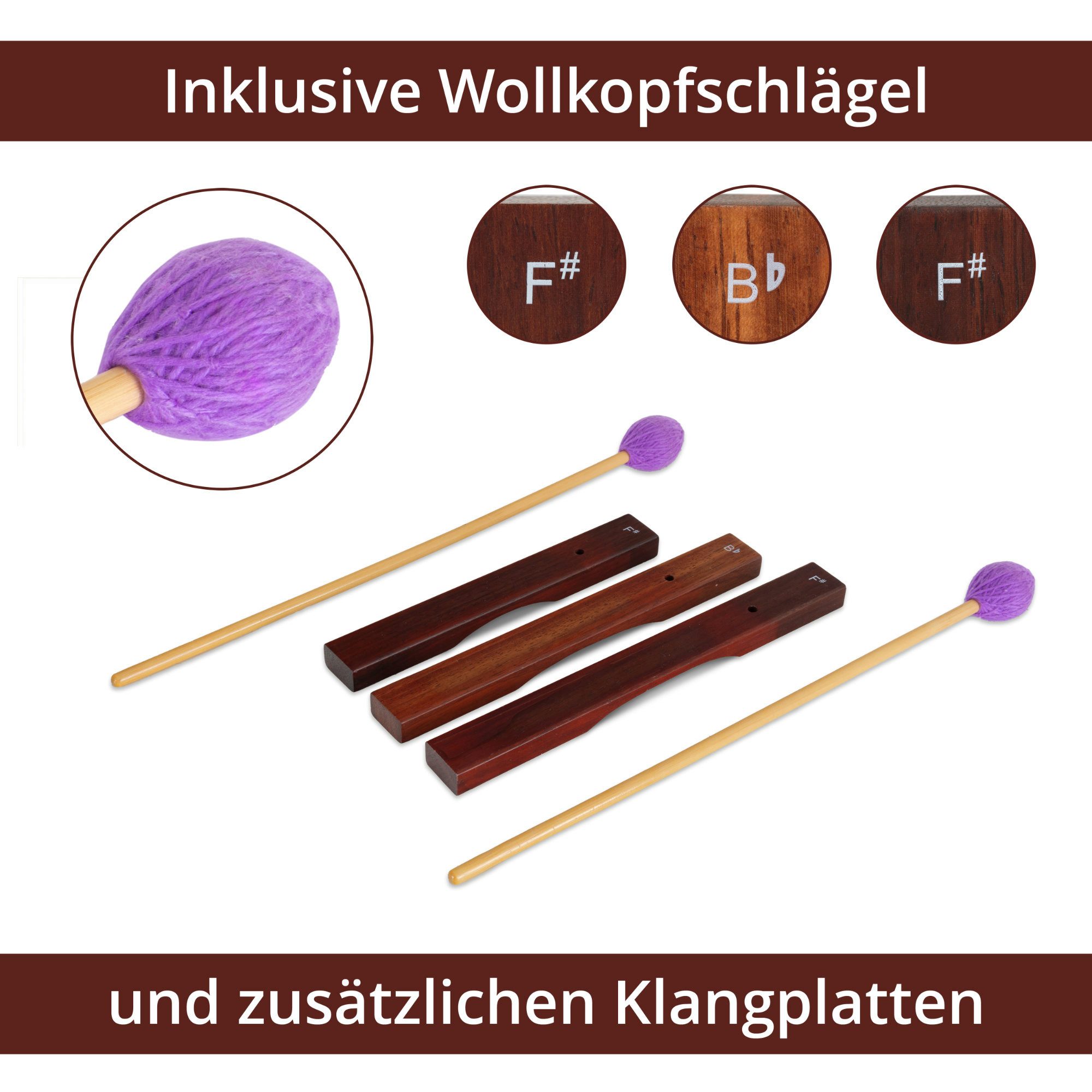 Classic Cantabile Xylophon AX-1600NG Altxylophon, 3-St., Inkl. 1 Paar Wollkopfschlägel, Alt Xylophon, 16 Töne, Tonumfang: c' bis a''