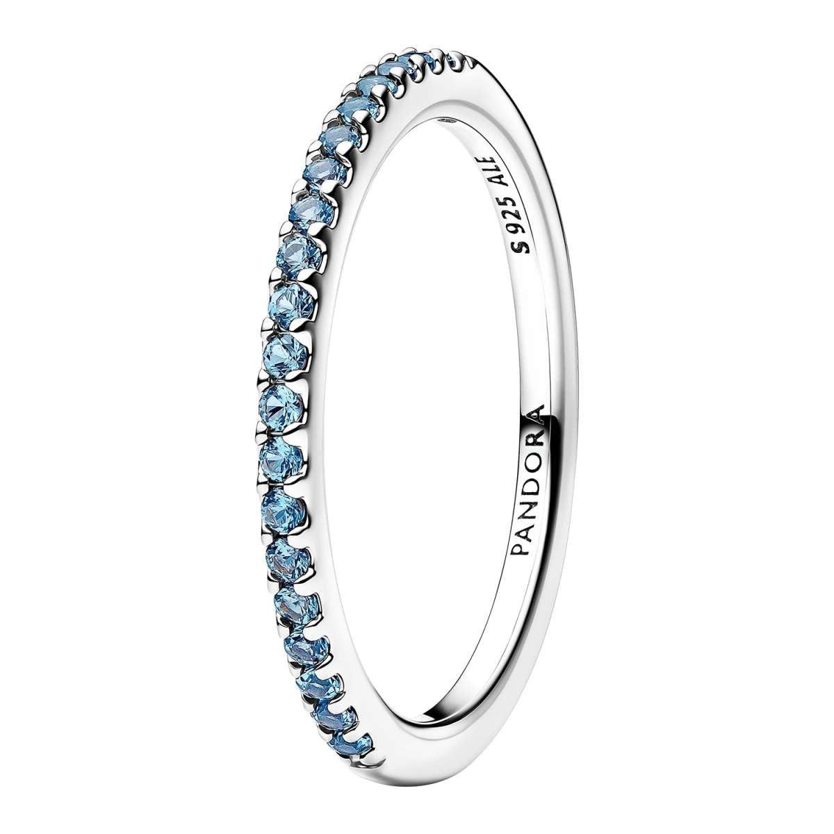 Pandora Silberring 192999C03, für Damen-Ring Silber Funkelndes Blau Halber Ewigkeits-Ring