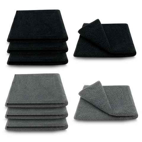 ARLI Handtuch Set Handtuch 100% Baumwolle 8 Handtücher 4 x anthrazit + 4 schwarz Set Serie aus hochwertigem Rohstoff Frottier klassischer Design elegant schlicht modern praktisch mit Handtuchaufhänger 8 Stück, (8-tlg)