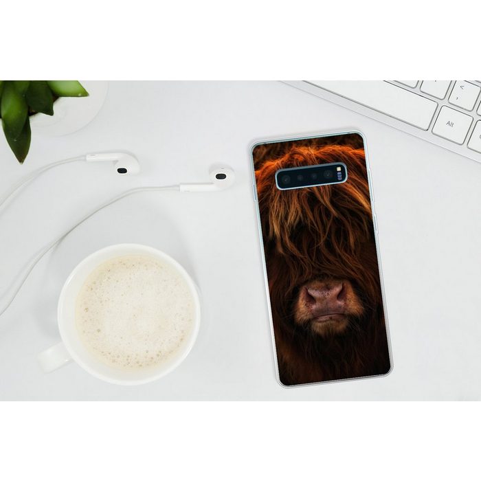MuchoWow Handyhülle Schottischer Highlander - Leicht - Tier Phone Case Handyhülle Samsung Galaxy S10+ Silikon Schutzhülle FN11514