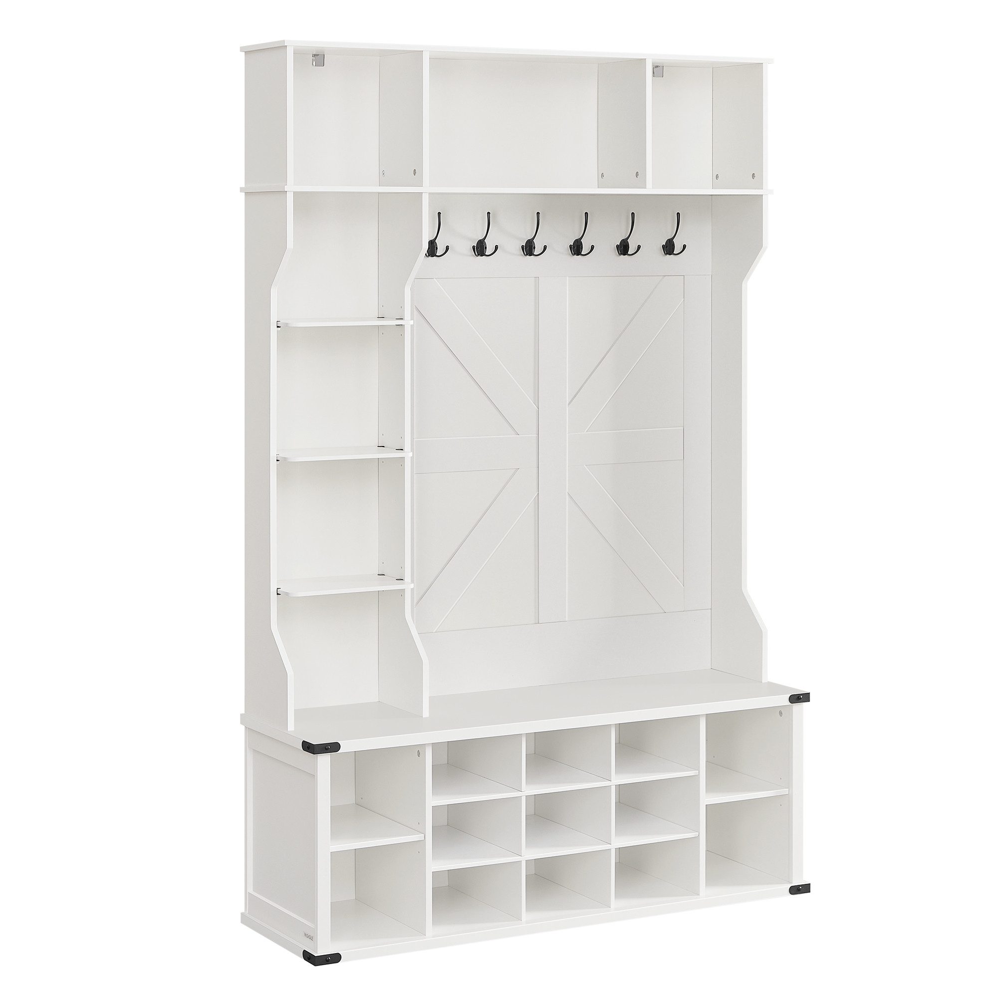 VASAGLE Garderobenständer Garderobe, 4-in-1 Garderobenständer mit Schuhbank günstig online kaufen