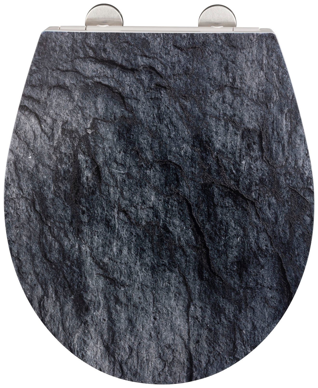 WENKO WC-Sitz Slate Rock, mit Relief, aus antibakteriellem Duroplast