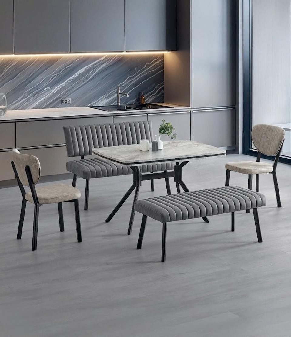 Xlmoebel Bank Moderne graue Sitzbank im minimalistischen Design für Esszimmer (Sitzbank), Made in Europa