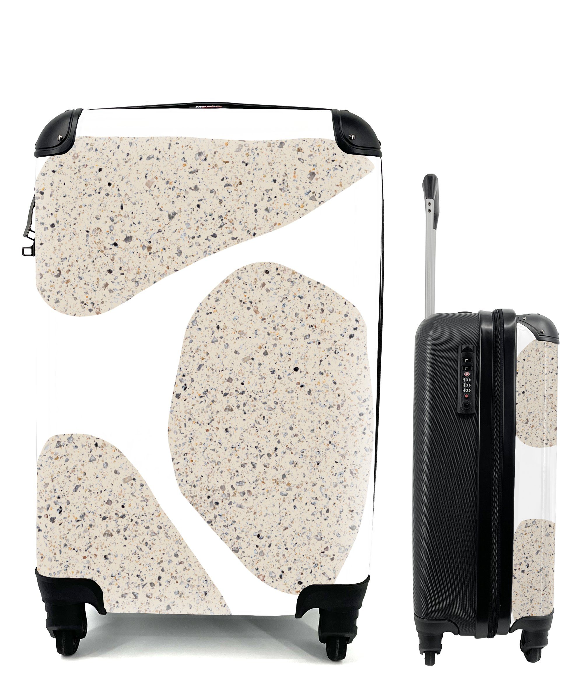 MuchoWow Handgepäckkoffer Steine Abstrakt Handgepäck Reisekoffer für rollen, Reisetasche - Rollen, Design, - mit Trolley, 4 Ferien