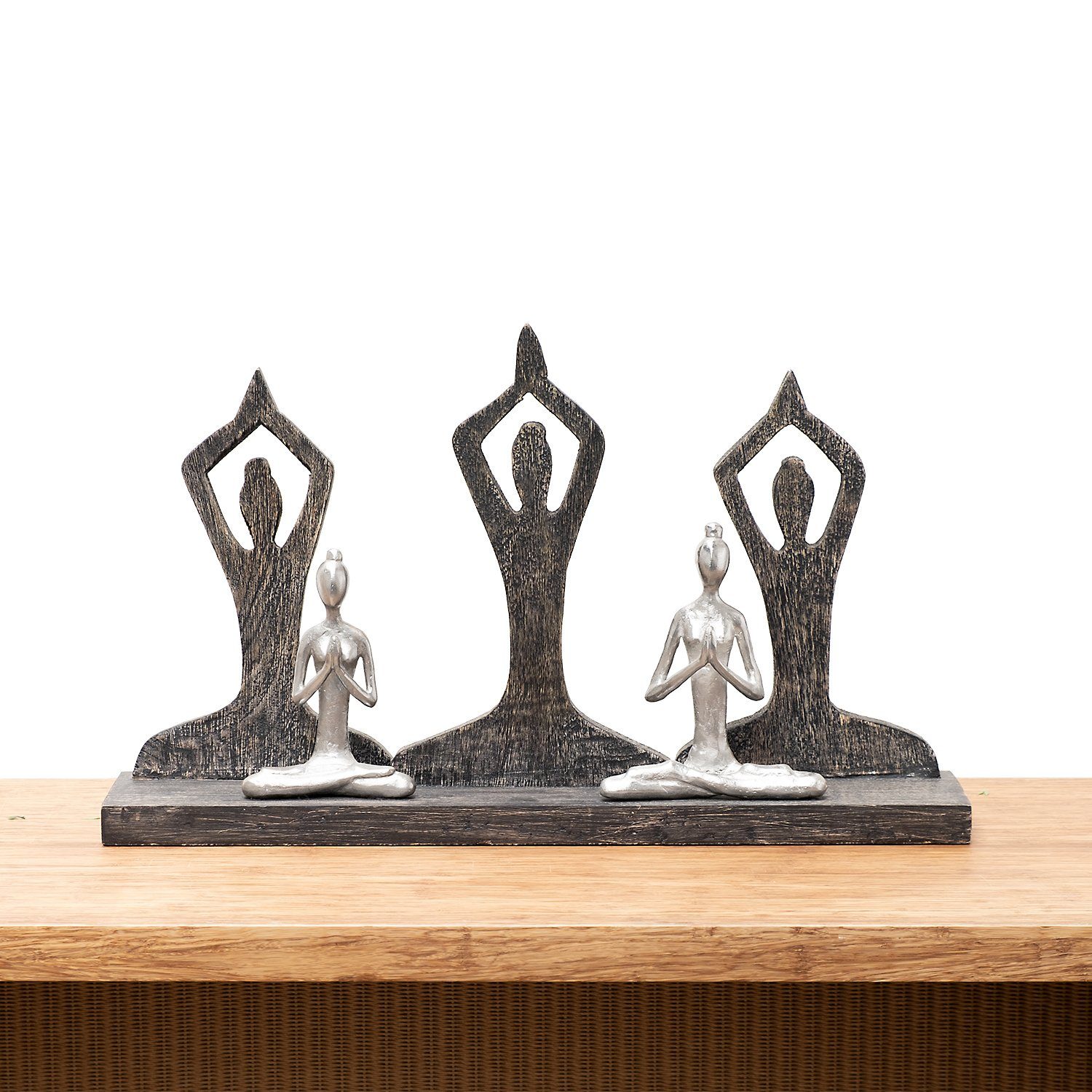 Moritz Skulptur Skulptur Yoga Joga 58x12x35cm, Wanddeko, Studio Holz, Fensterdeko, Tischdeko, Dekoobjekt Holzdeko