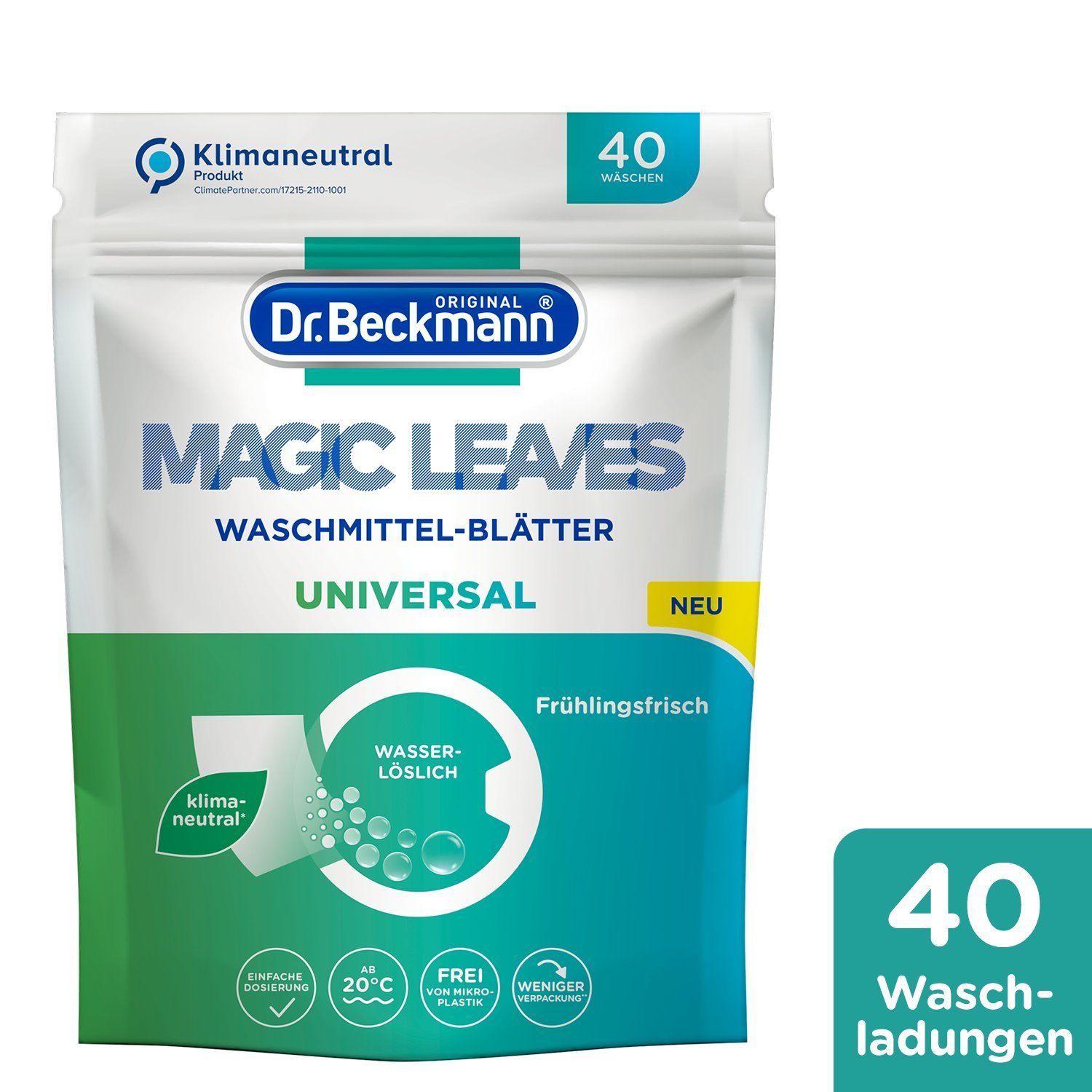 wasserlösliche Dr. Blätter (1-St) Waschblätter, UNIVERSAL, LEAVES Vollwaschmittel 40 MAGIC Beckmann