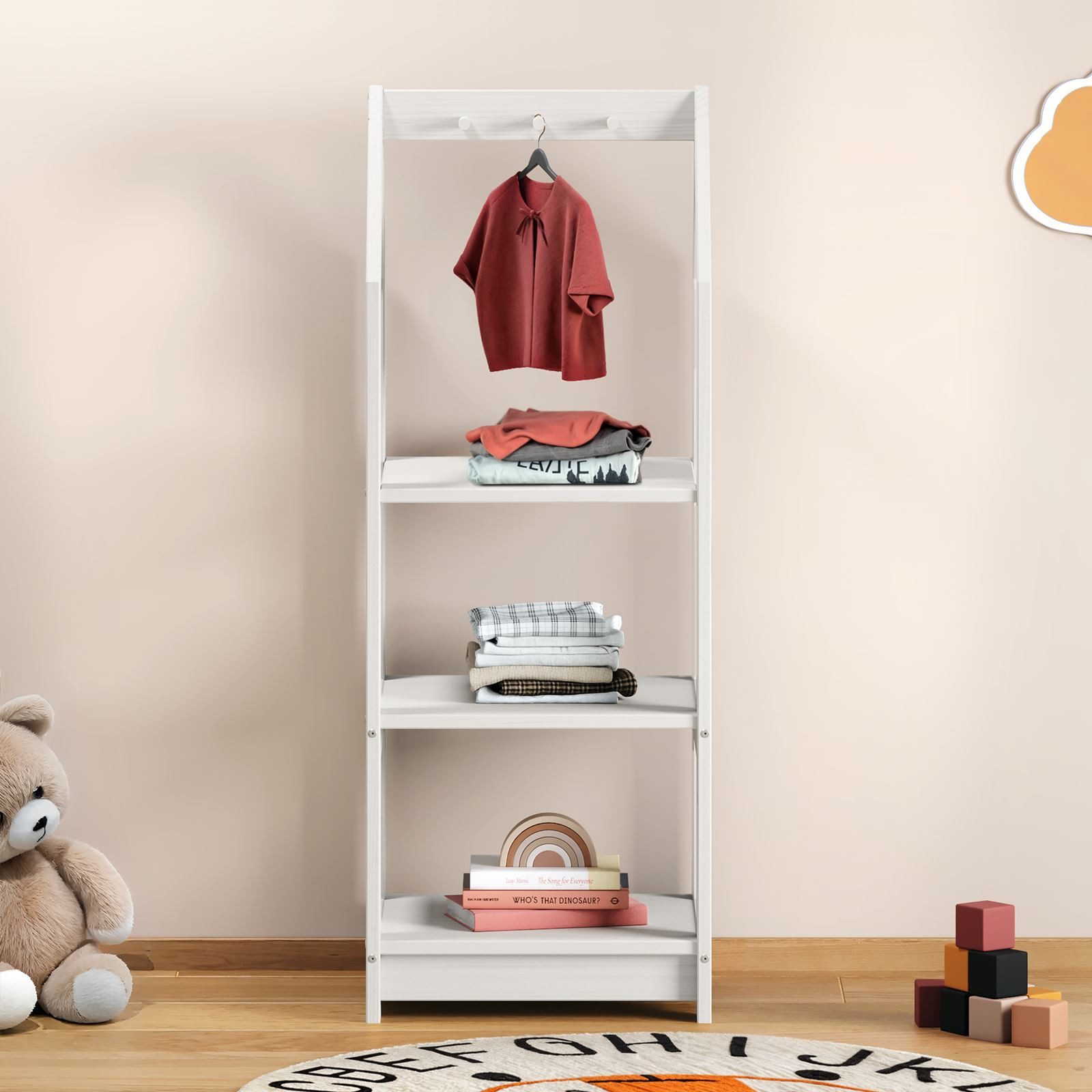 IDIMEX Kinderkleiderschrank SALLY Kinderzimmer Regal Hausform mit Kleiderha günstig online kaufen