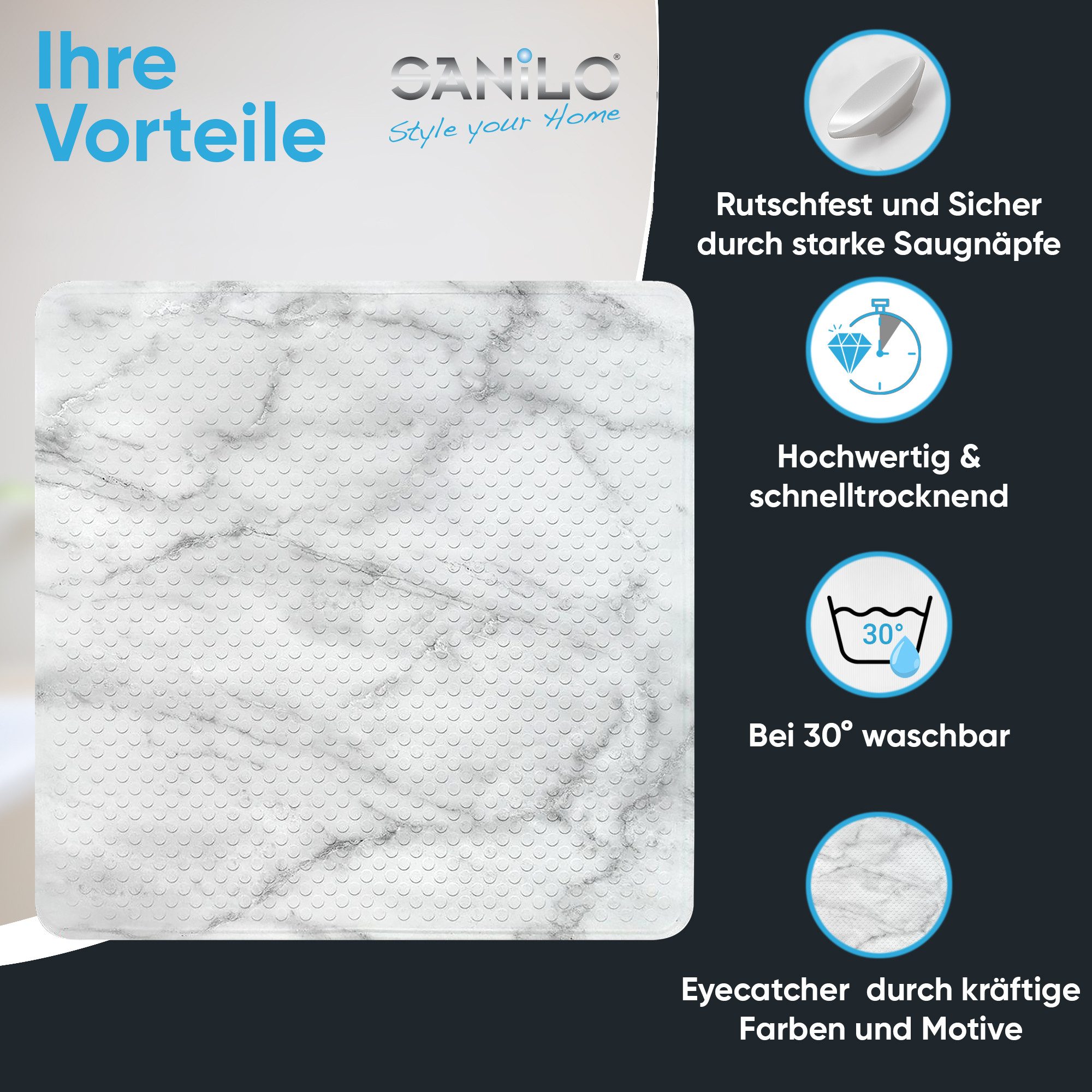 Sanilo Duschmatte Marmor, rutschfest & sicher, günstig online kaufen