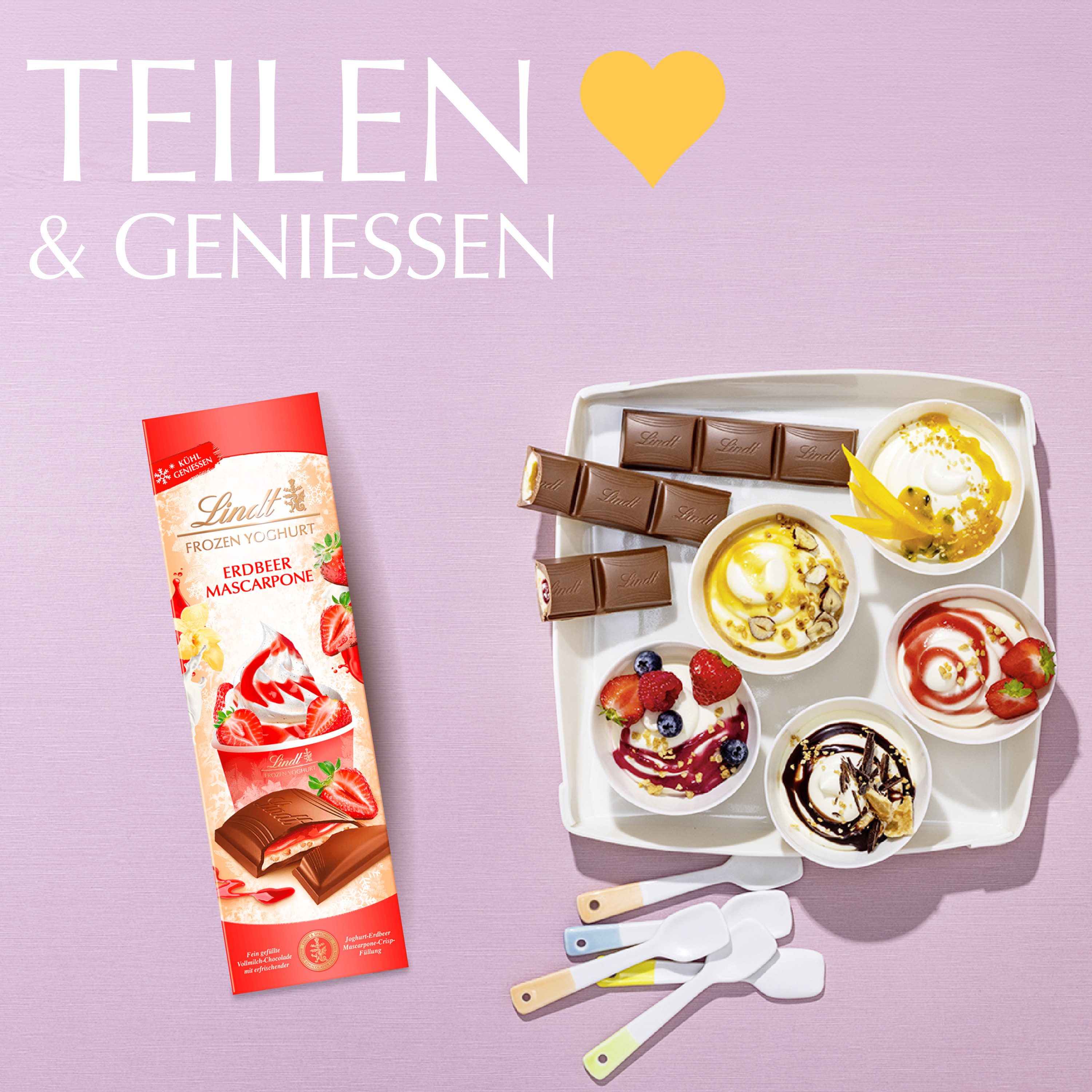 LINDT Schokolade 100g Froyo Erdbeer-Mascarpone Tafel Schokolade Sommer Geschenk, 1 x 100 g, 1 St.