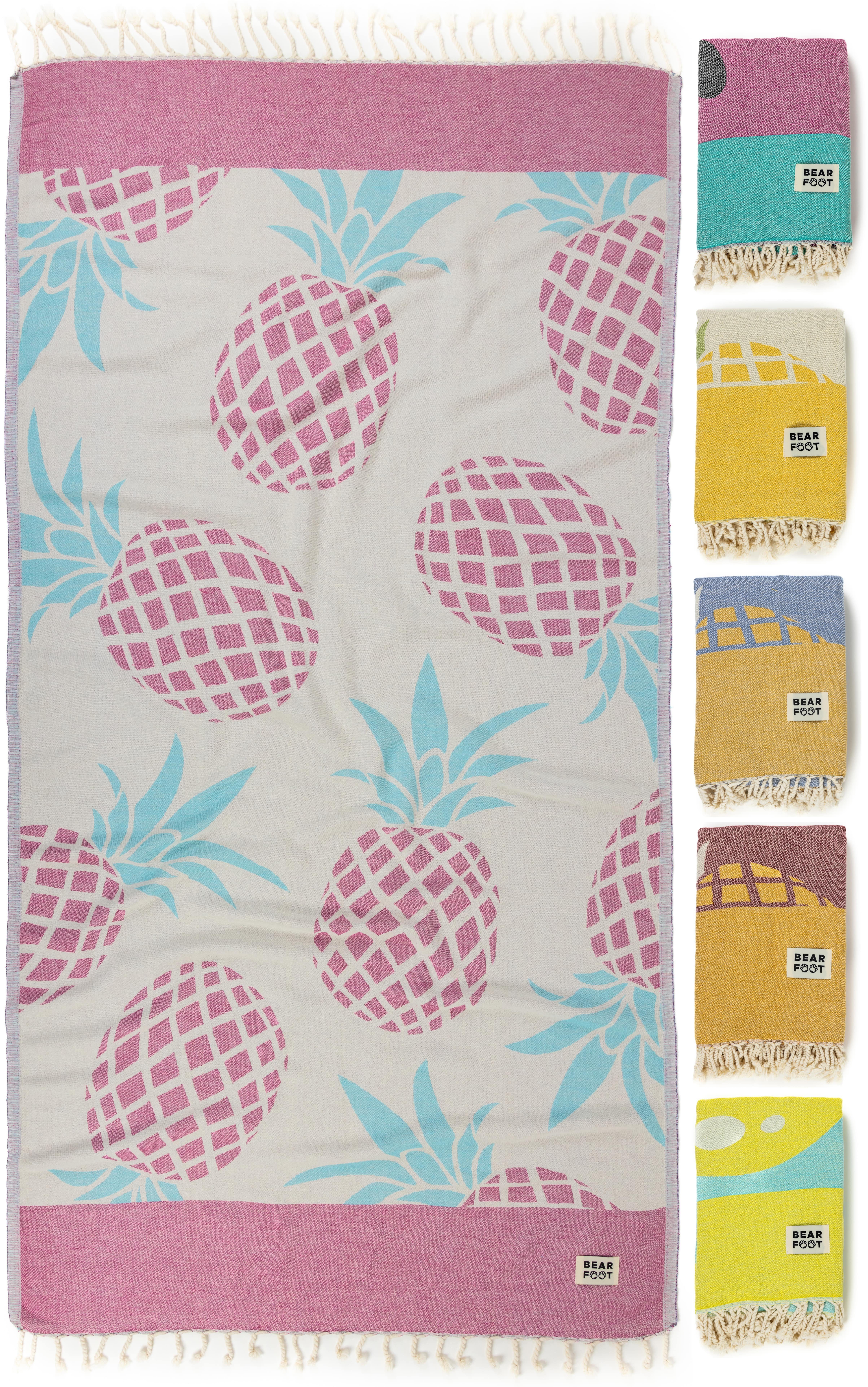 Pink Baumwolle Handtuch 180x90cm, Strandtuch Hamamtuch, Handtuch Pineapple Saunatuch Badetuch BEARFOOT