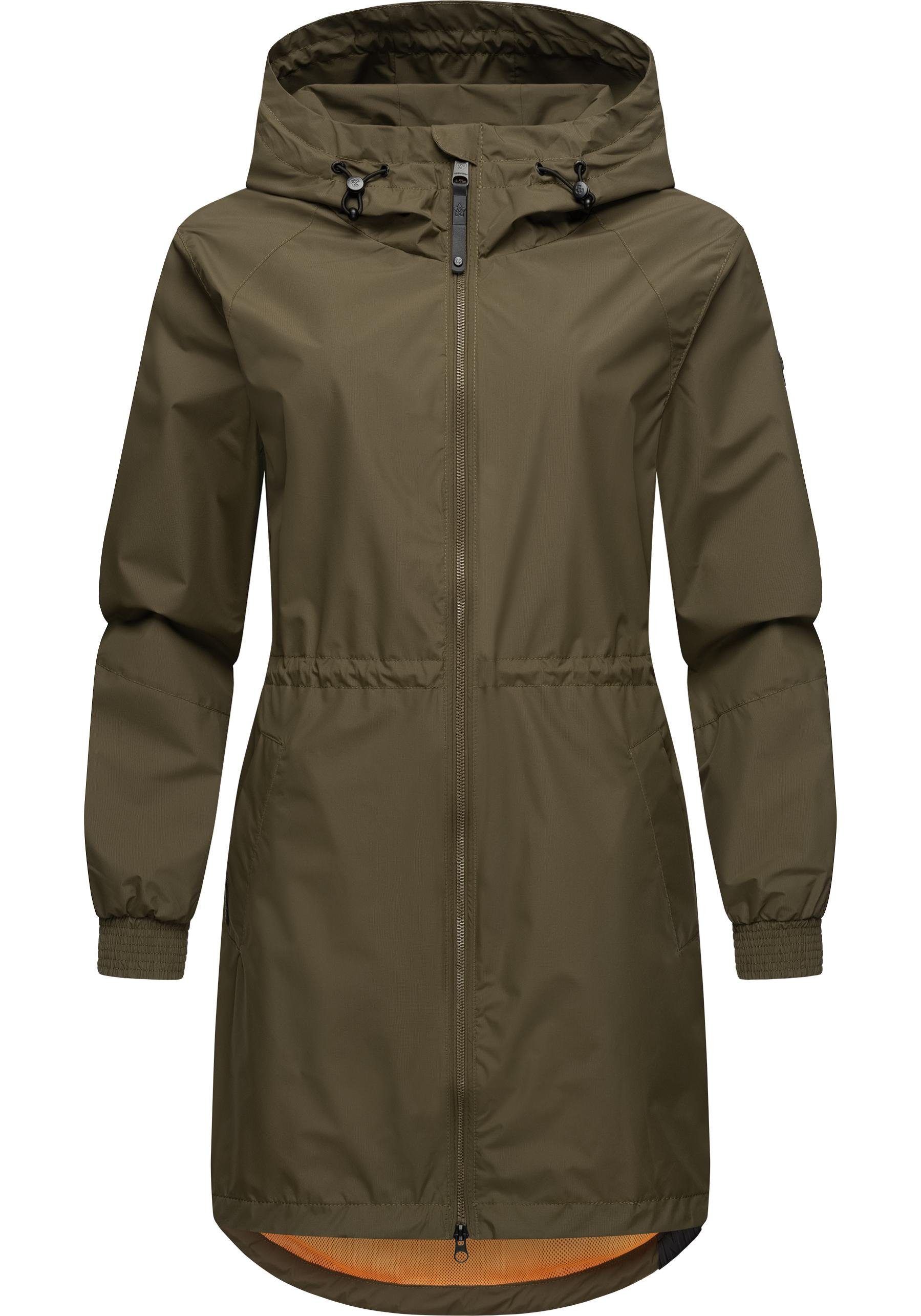 Ragwear Kurzmantel Bronja II Wasserdichter Übergangsmantel mit Mesh-Innenfutter