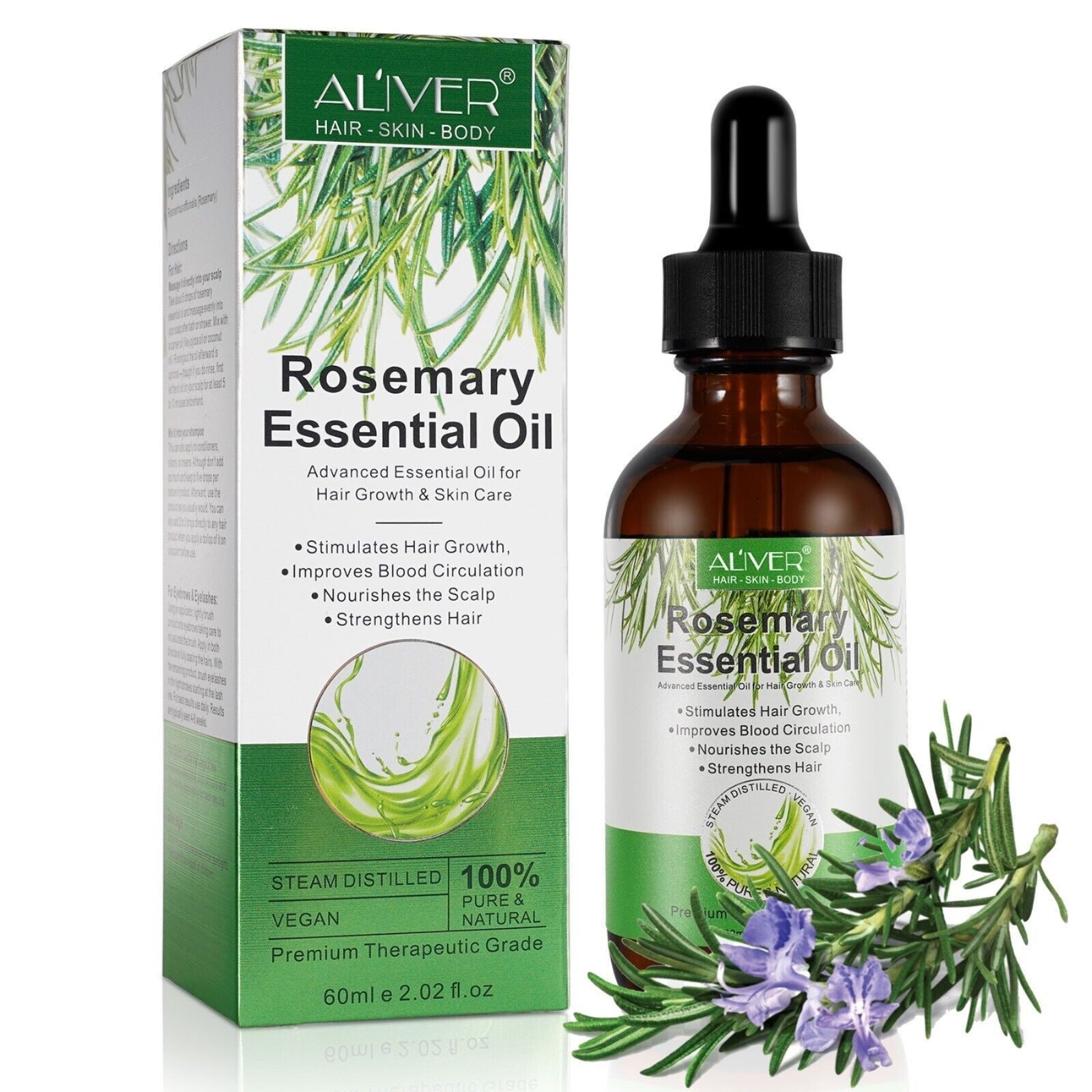 Haaröl Rosmarinöl Ätherisches Haaröl Haarwachstum 60xML Bio Vegan Aliver
