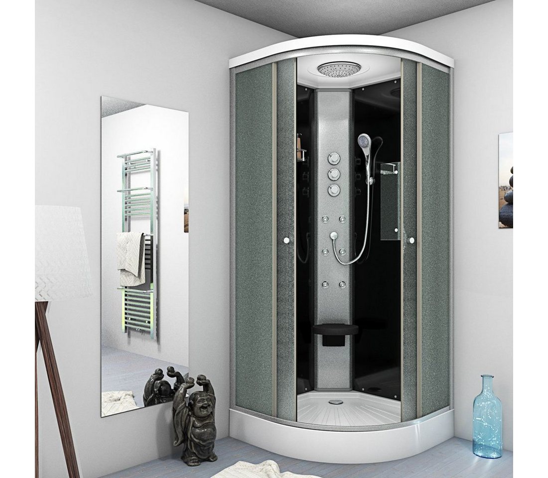 Thumbnail - AcquaVapore Komplettdusche Dusche Fertigdusche D10-23M1 Schwarz 100x100, Sicherheitsglas ESG, inklusive Duschwanne, Höhe...