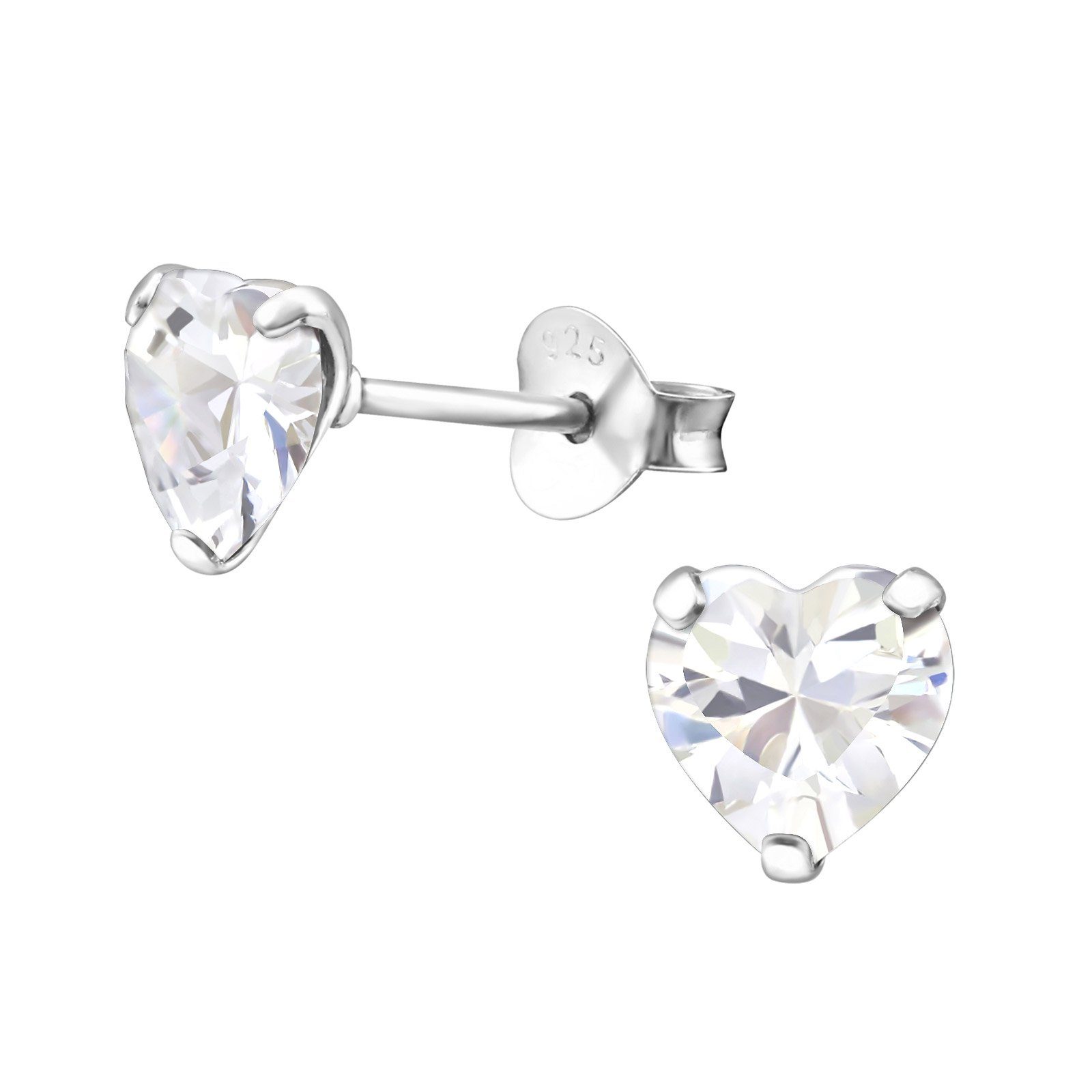 Ohrring-Set Ohrstecker Kristall Herz 925 Silber Damen