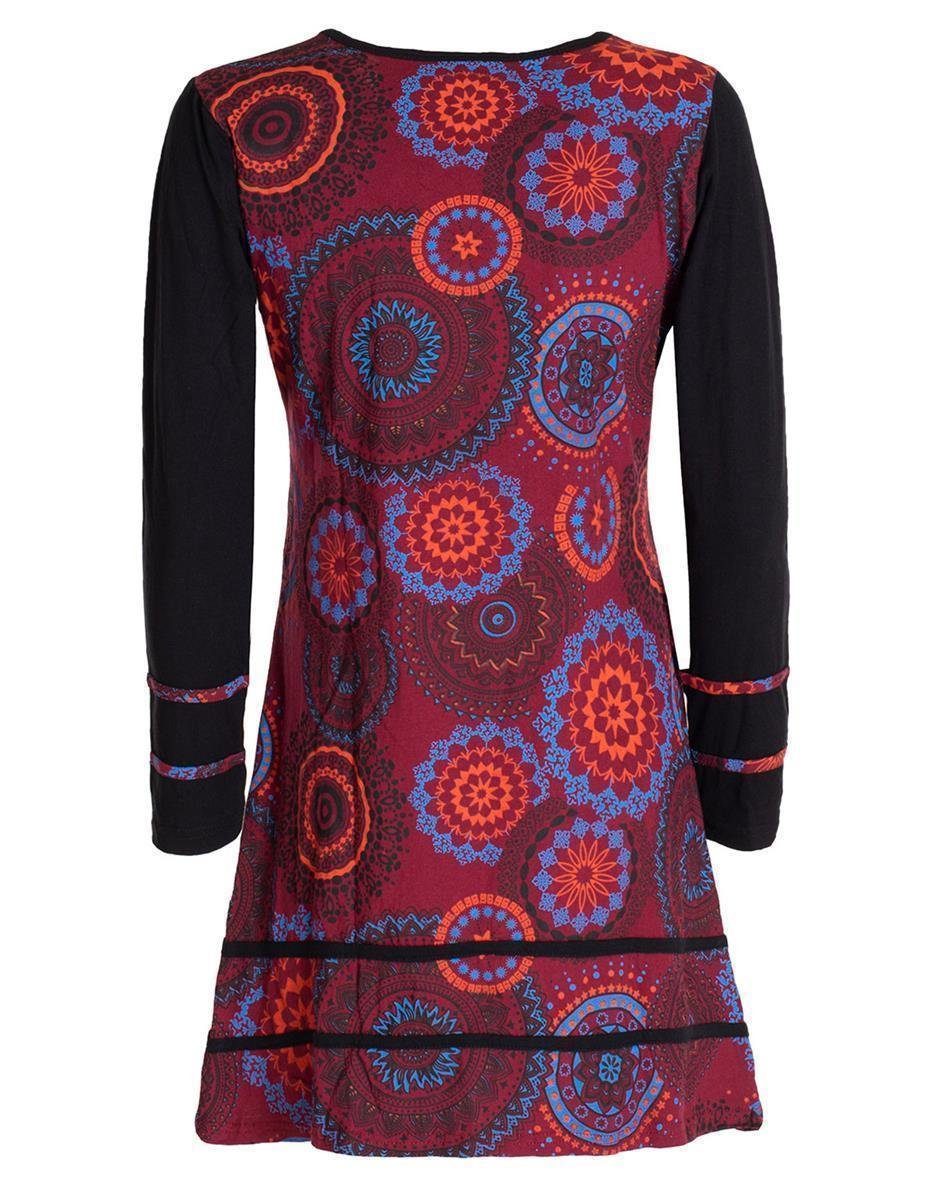 Vishes Jerseykleid Langarm Longshirt-Kleid Sweatkleid Shirt-Kleid Madalas Hippie, Ethno, Elfen, Retro Style