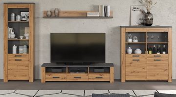 Furn.Design Wohnwand Follow, (Wohnzimmer-Set 4-teilig in Artisan Eiche, 410 x 200 cm), mit großem TV-Lowboard