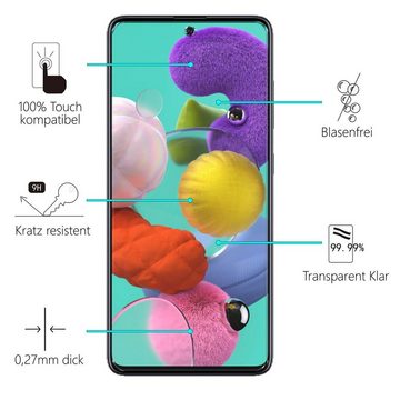 CoolGadget Schutzfolie Panzerfolie für Samsung Galaxy A51, (9H Härtegrad, 2x Schutzglas, 1xReinigungset), Displayfolie Panzer Schutzfolie 2 Stück für Samsung A51 Glas Folie