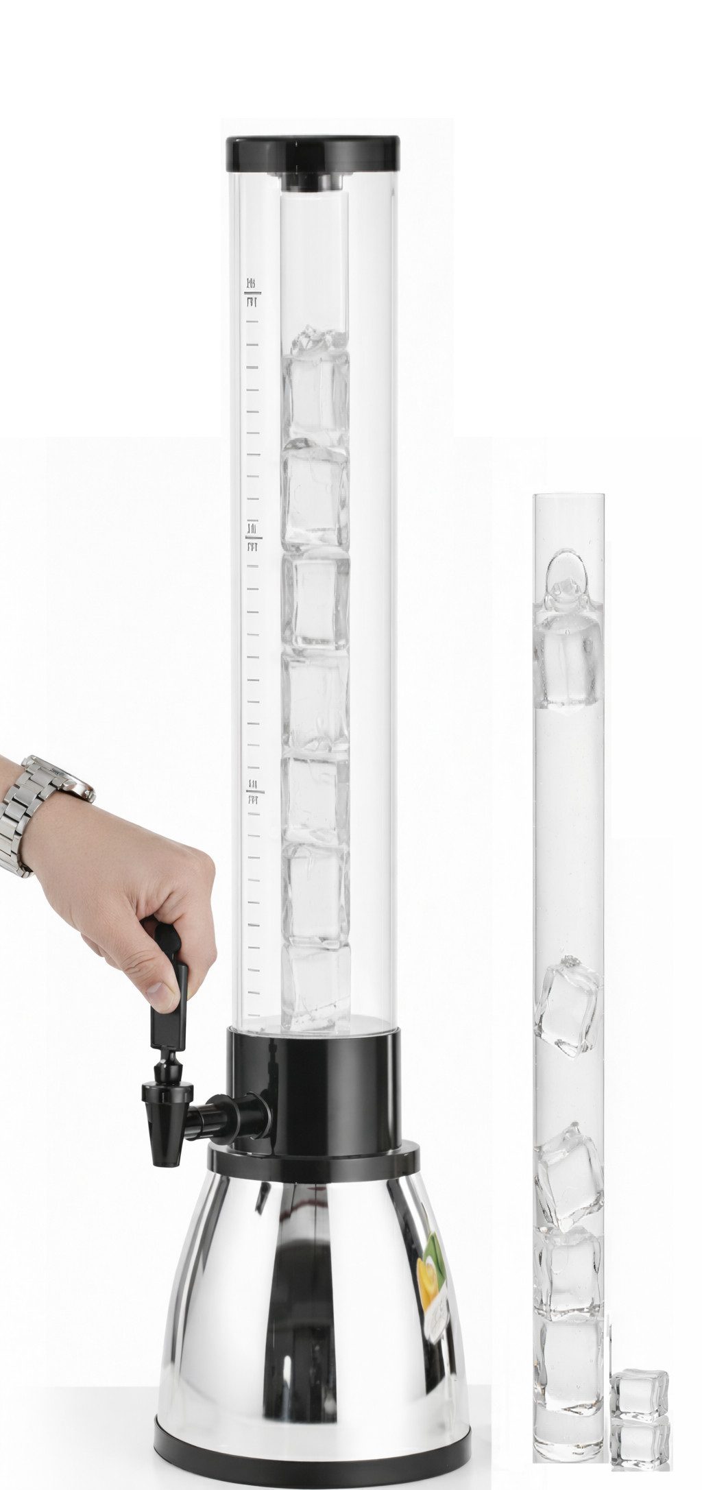 Cheffinger Getränkespender XXL Getränkespender + Eiswürfelrohr Bier Wasser Saft Cocktail Party