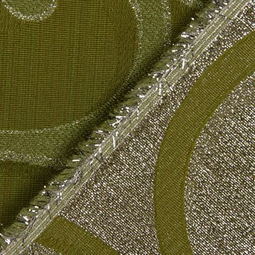 SCHÖNER LEBEN. Stoff Dekostoff Weihnachten Ornamente Schnörkel Lurex grün silber 1,40m, mit Metallic-Effekt
