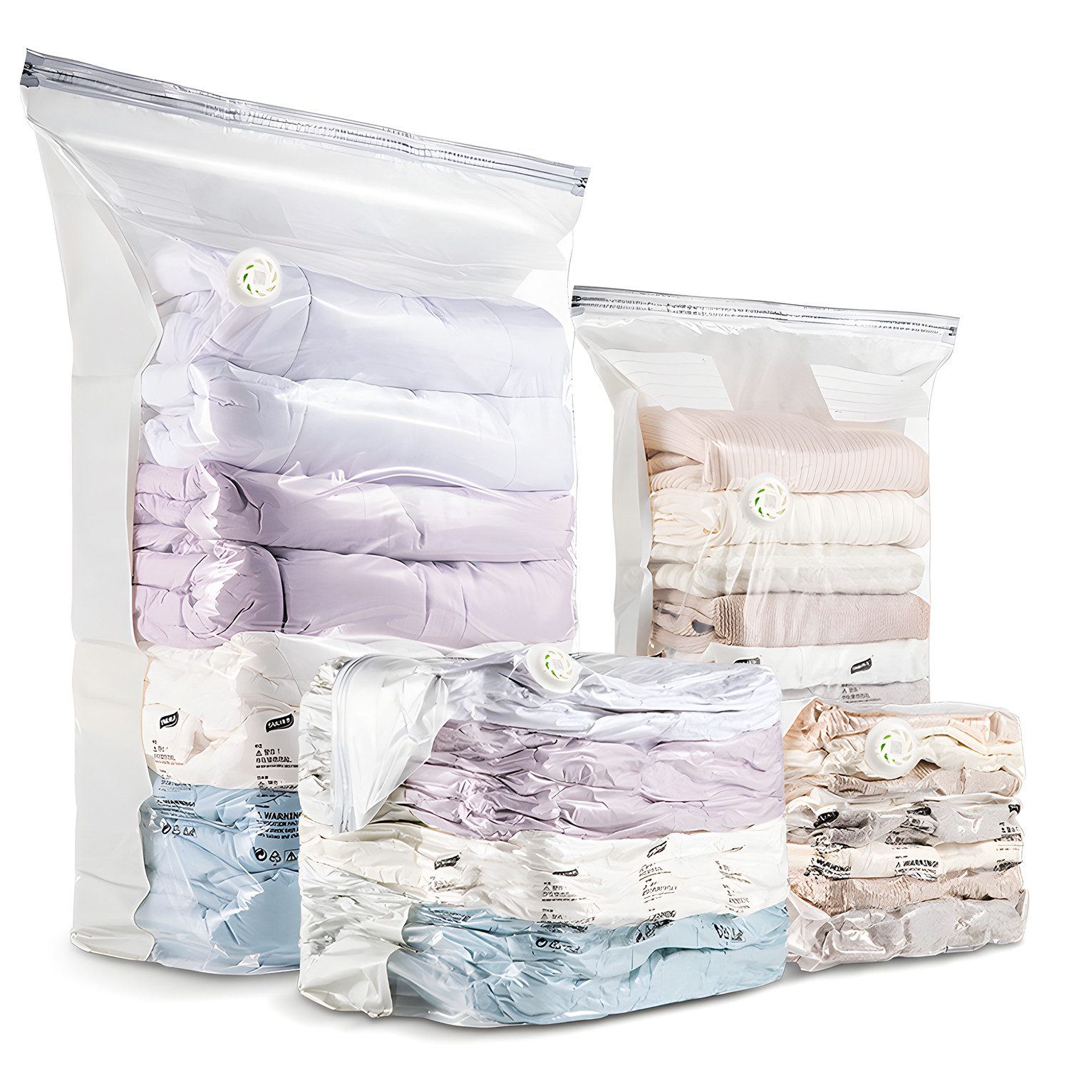 OSTWOLKE Aufbewahrungstasche 4pcs Würfel Vakuumbeutel für Kleidung Extra große Platzsparend, für Bettdecken, Decken, Bettwäsche