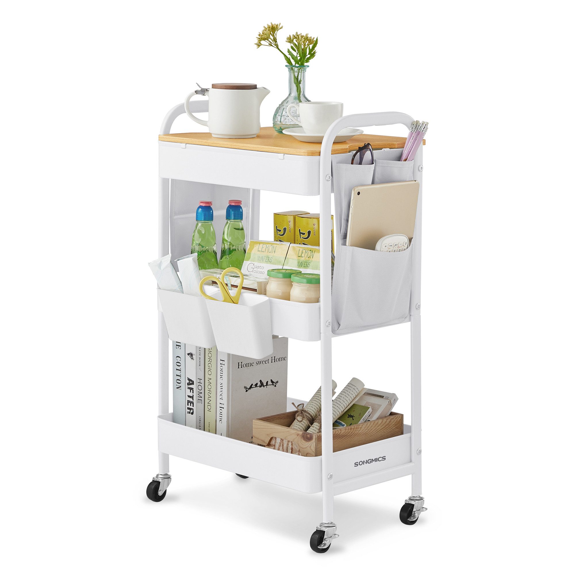 SONGMICS Beistellwagen, Rollwagen, Küchenwagen, Servierwagen, 45x30x77cm, günstig online kaufen