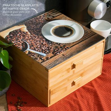 bremermann Kapselspender Kaffeekapsel-Box aus Bambus mit Dekor-Glasplatte // Teebeutel-Box
