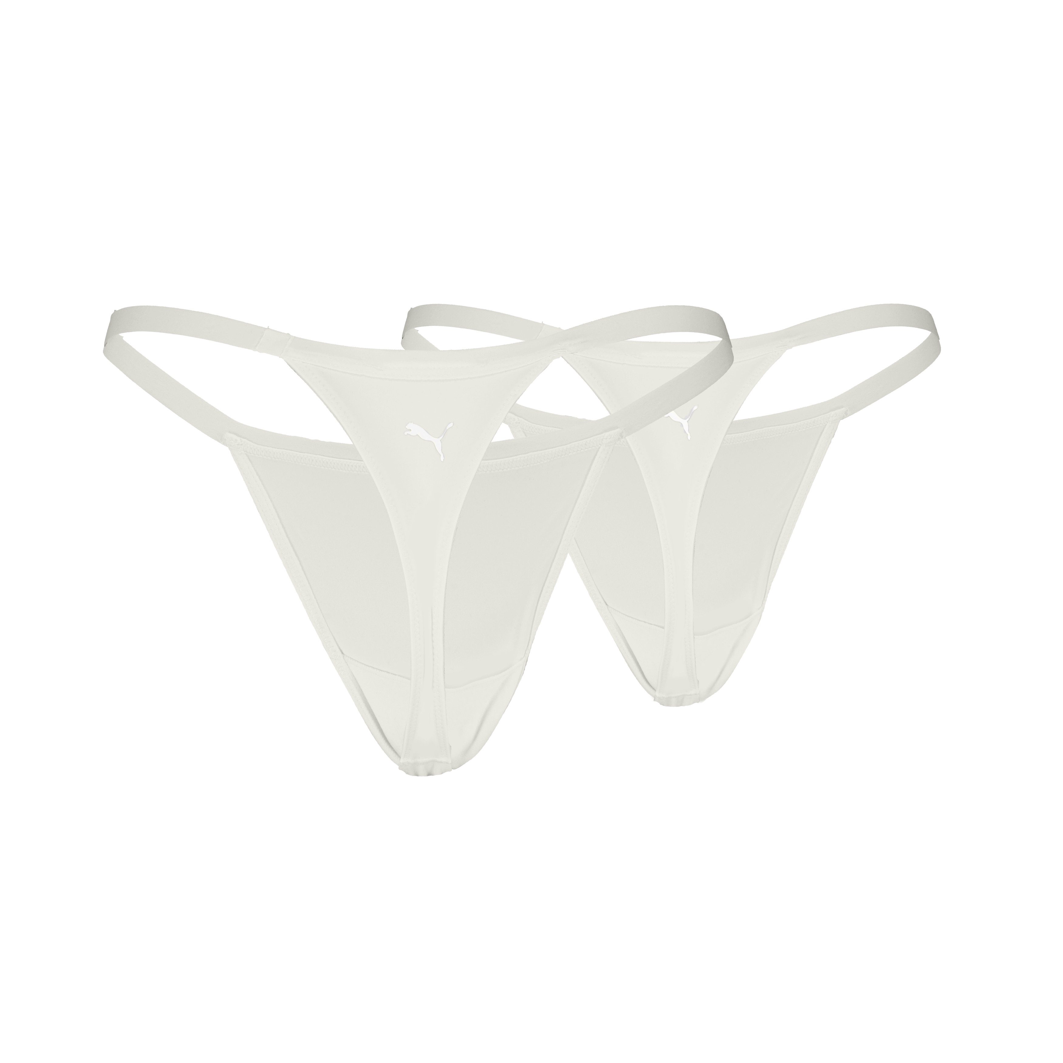 PUMA String PUMA WOMEN MICROFIBER TANGA STRINGS 2P (2er Pack) mit elastischem Bund, Logodruck hinten, Mid-Rise Design