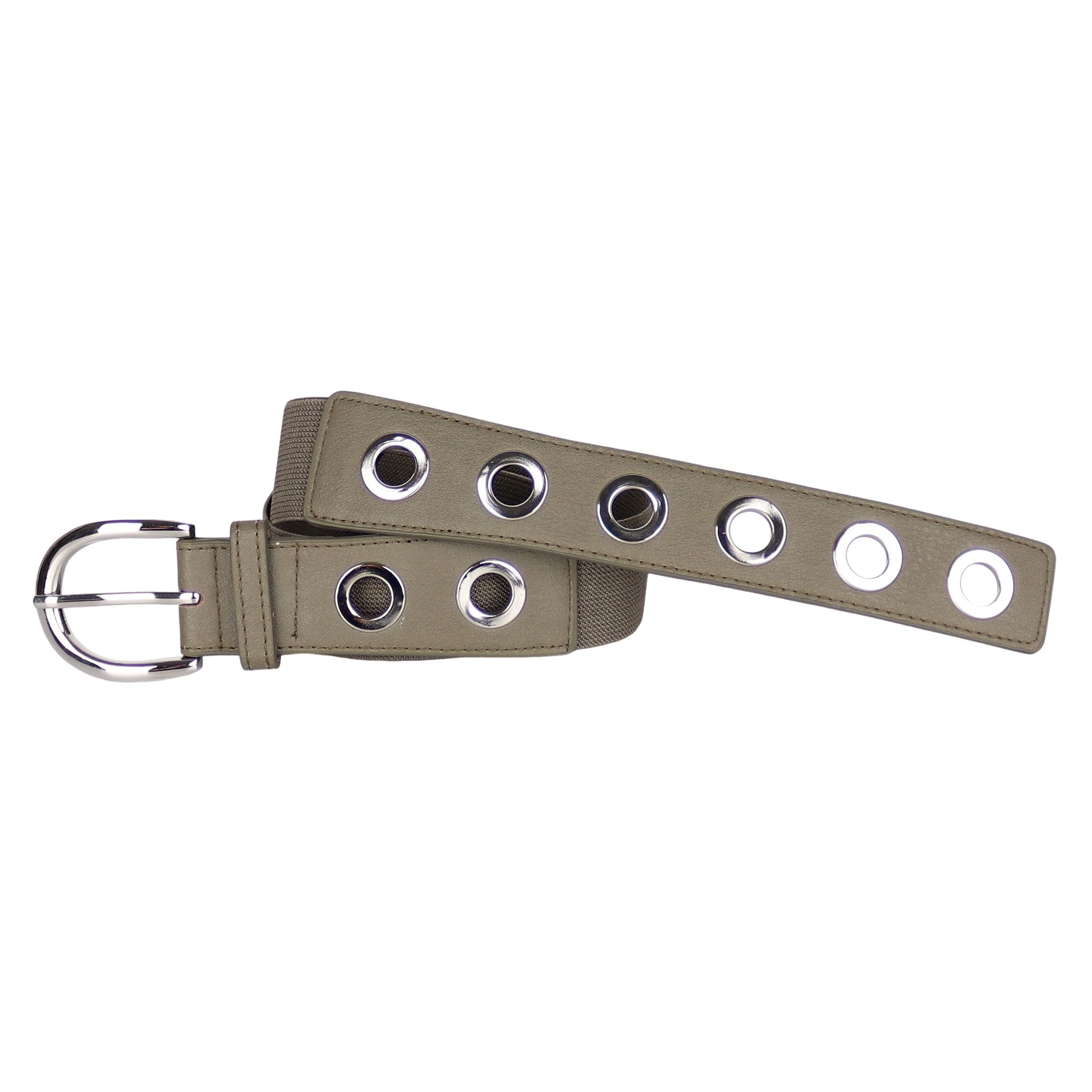 MIRROSI Stretchgürtel Elastischer Stoffgürtel mit stilvollen Metallösen (ca.4cm Breit) Dehnbarer Nietengürtel in Einheitsgröße (passend für ca. 80–110 cm)