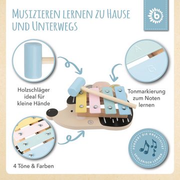 BIECO Spielzeug-Musikinstrument Bieco Kinder Xylophon in Igel-Design Musikinstrumente für Kinder ab 1 Jahr Süßes Musikspielzeug Baby Glockenspiel für Kinder mit Schlägel Xylophon Kinder 1 Jahr Baby Musikinstrumente