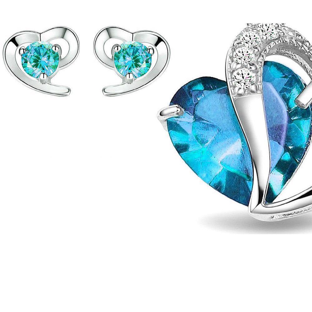 Kim Johanson Schmuckset Herz Blau (Set, 4-tlg), mit Halskette, Ohrringe und günstig online kaufen