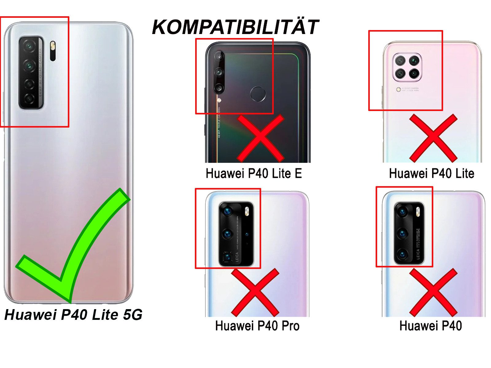 betterfon Handyhülle Handytasche für Huawei P40 Lite 5G Buchhülle, Wallet Case mit Kartenfächern Magnetverschluss und weicher Innenhülle