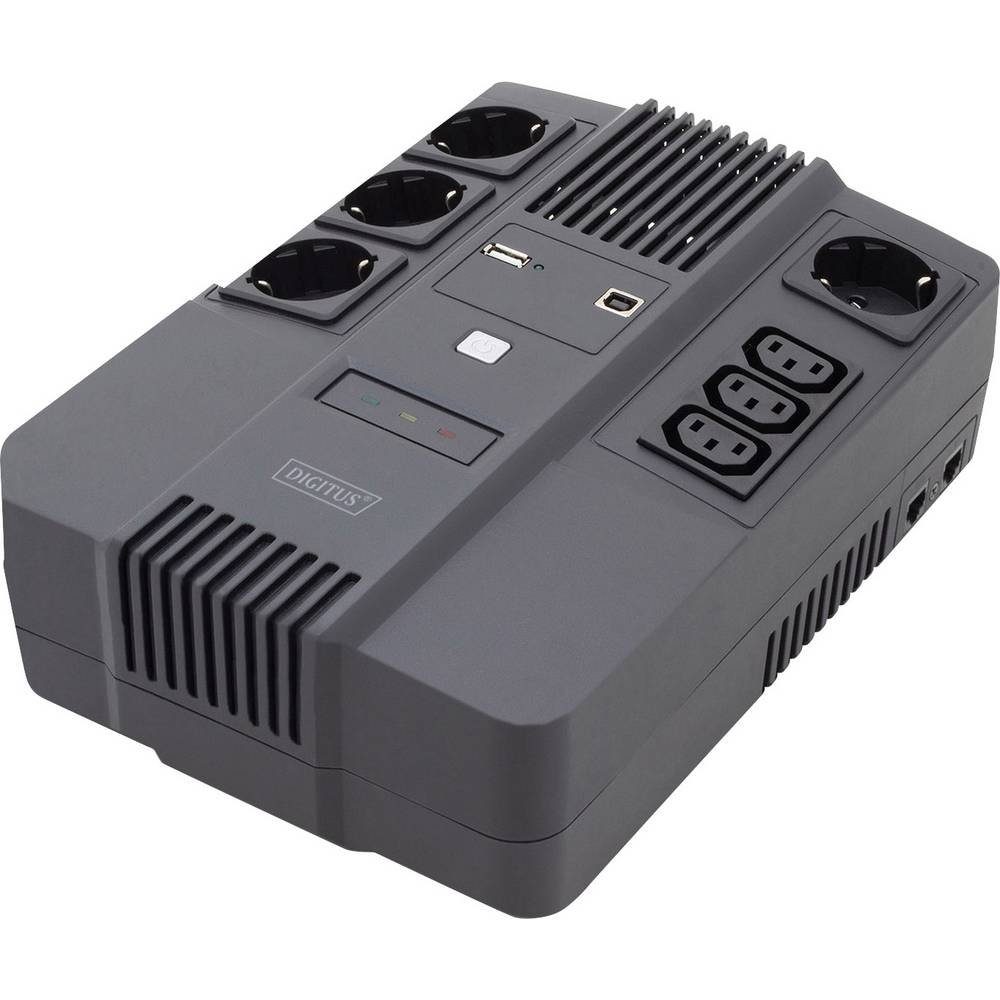 Digitus USV-Anlage All-in-One USV, 800VA/480W, LED 12V/9Ah x1, 4x, Netzwerk (RJ45), Steckdosen, Tel/Fax (RJ11)