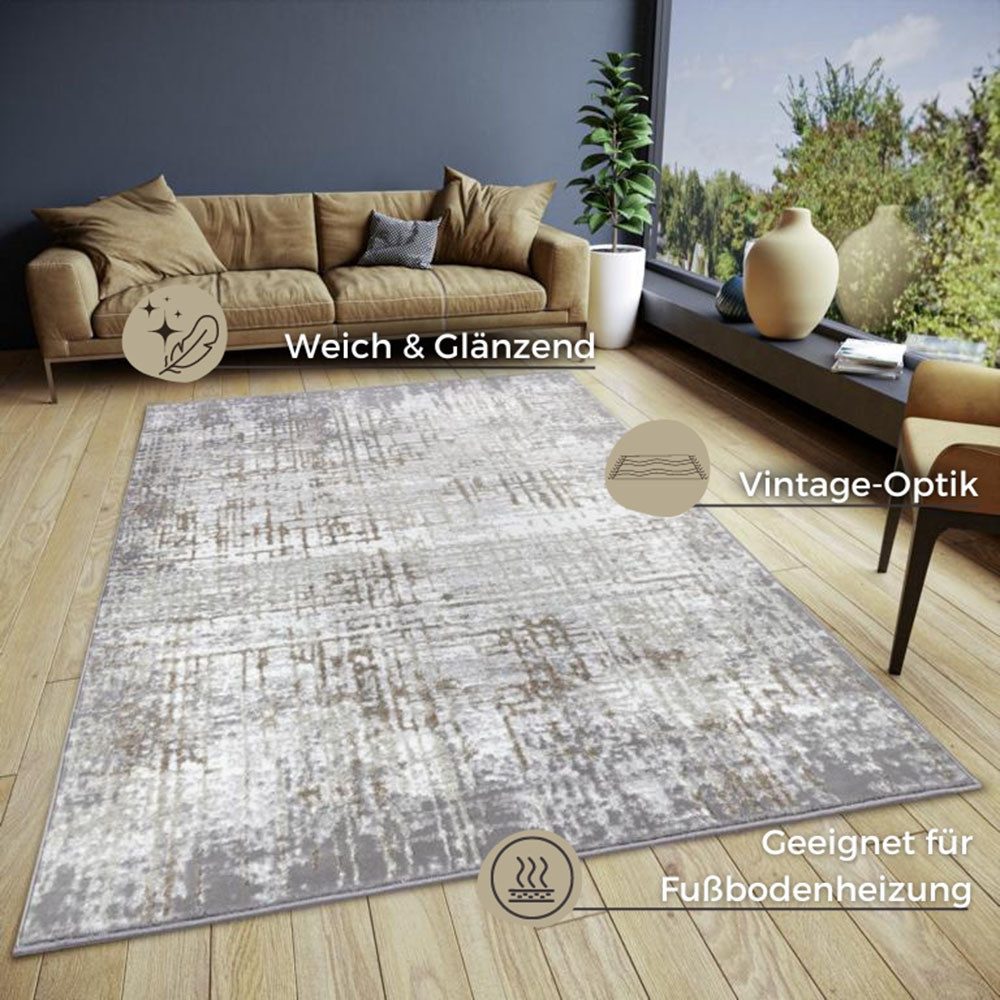 HANSE Home Teppich Abstract, rechteckig, Höhe: 13 mm, strapazierfähig, pflegeleicht, robust, glänzend